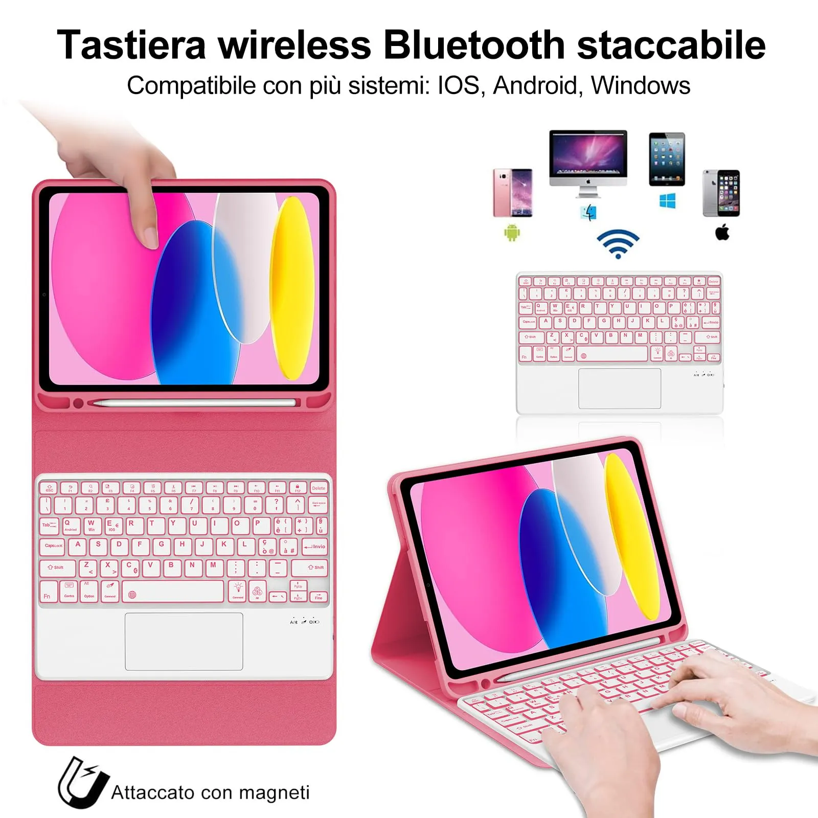 IVEOPPE Tastiera con Touchpad Retroilluminata e Custodia per iPad 11 Generazione 11" (2025) e iPad 10 Generazione 10.9" (2022) - immagine 3