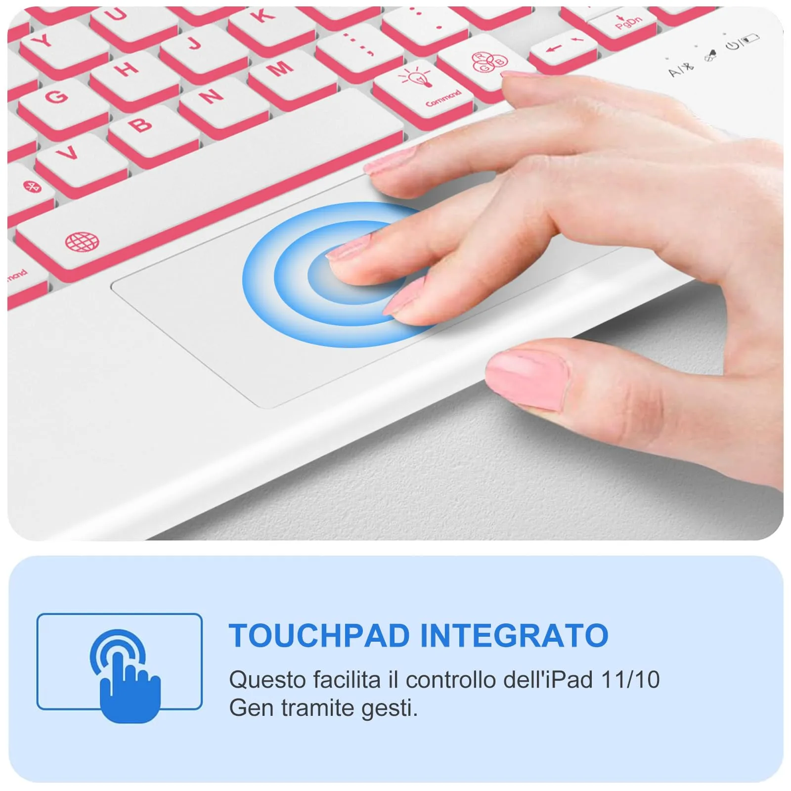IVEOPPE Tastiera con Touchpad Retroilluminata e Custodia per iPad 11 Generazione 11" (2025) e iPad 10 Generazione 10.9" (2022) - immagine 6