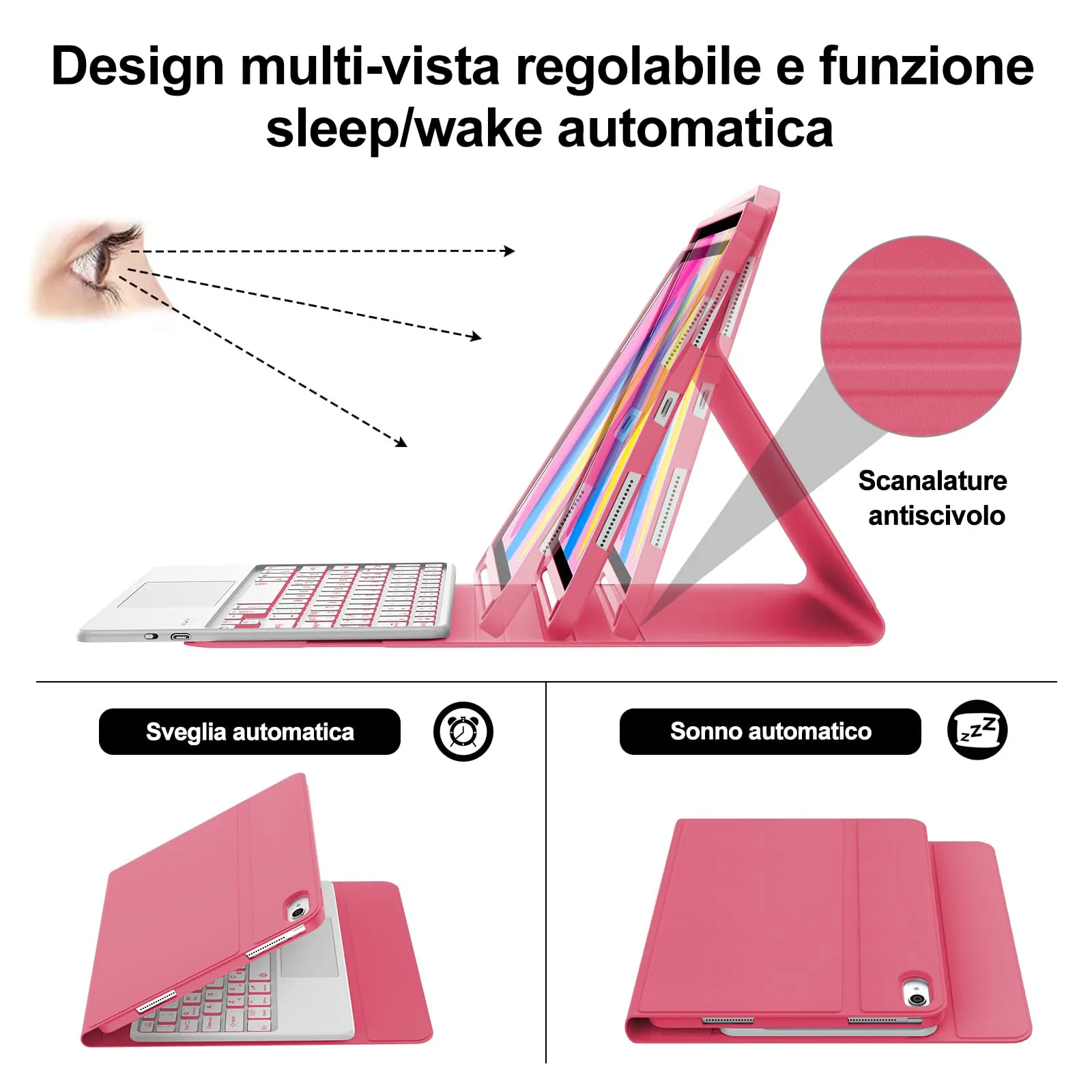 IVEOPPE Tastiera con Touchpad Retroilluminata e Custodia per iPad 11 Generazione 11" (2025) e iPad 10 Generazione 10.9" (2022) - immagine 7
