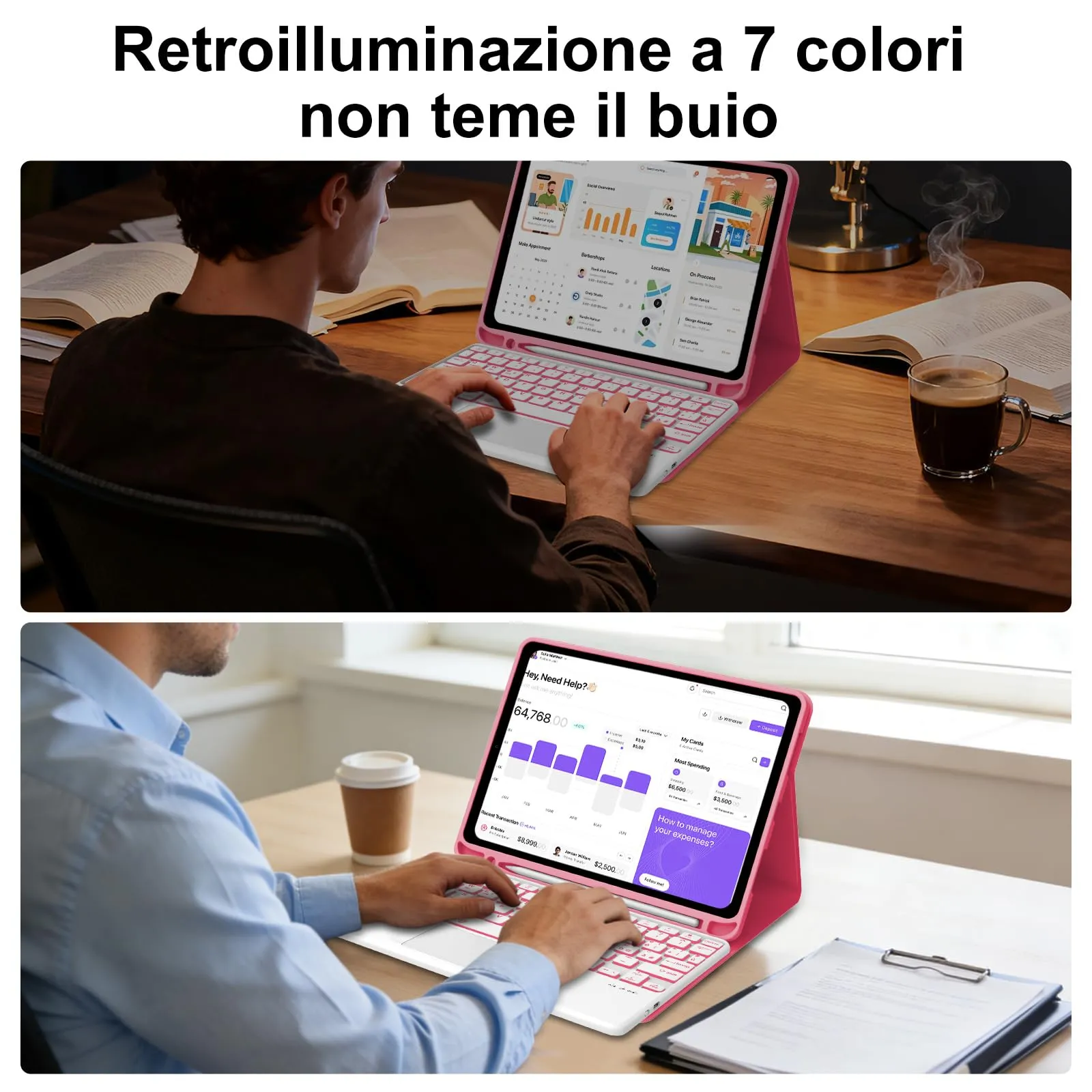 IVEOPPE Tastiera con Touchpad Retroilluminata e Custodia per iPad 11 Generazione 11" (2025) e iPad 10 Generazione 10.9" (2022) - immagine 9