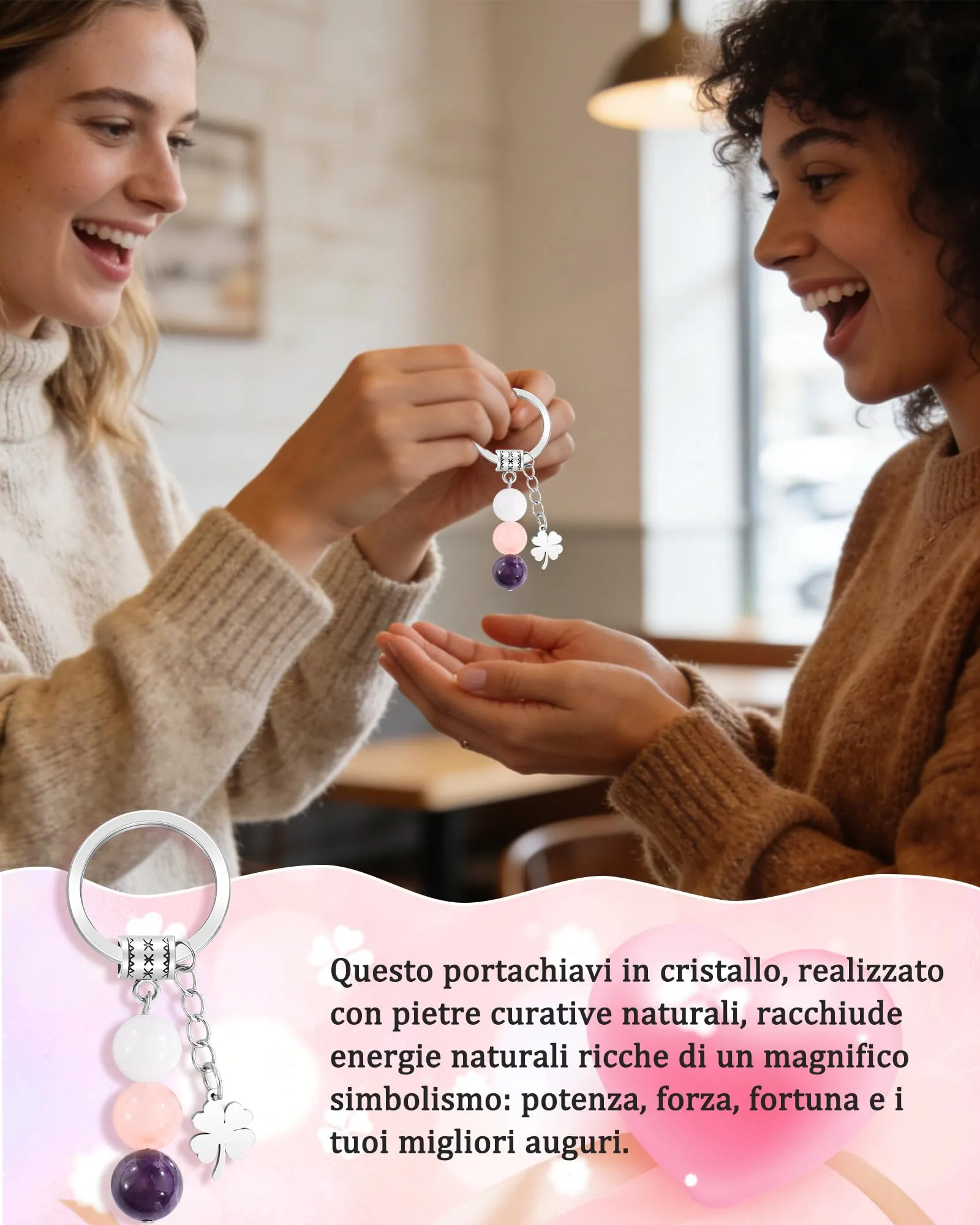 CheersLife Portachiavi Personalizzato in Cristalli Naturali - immagine 2
