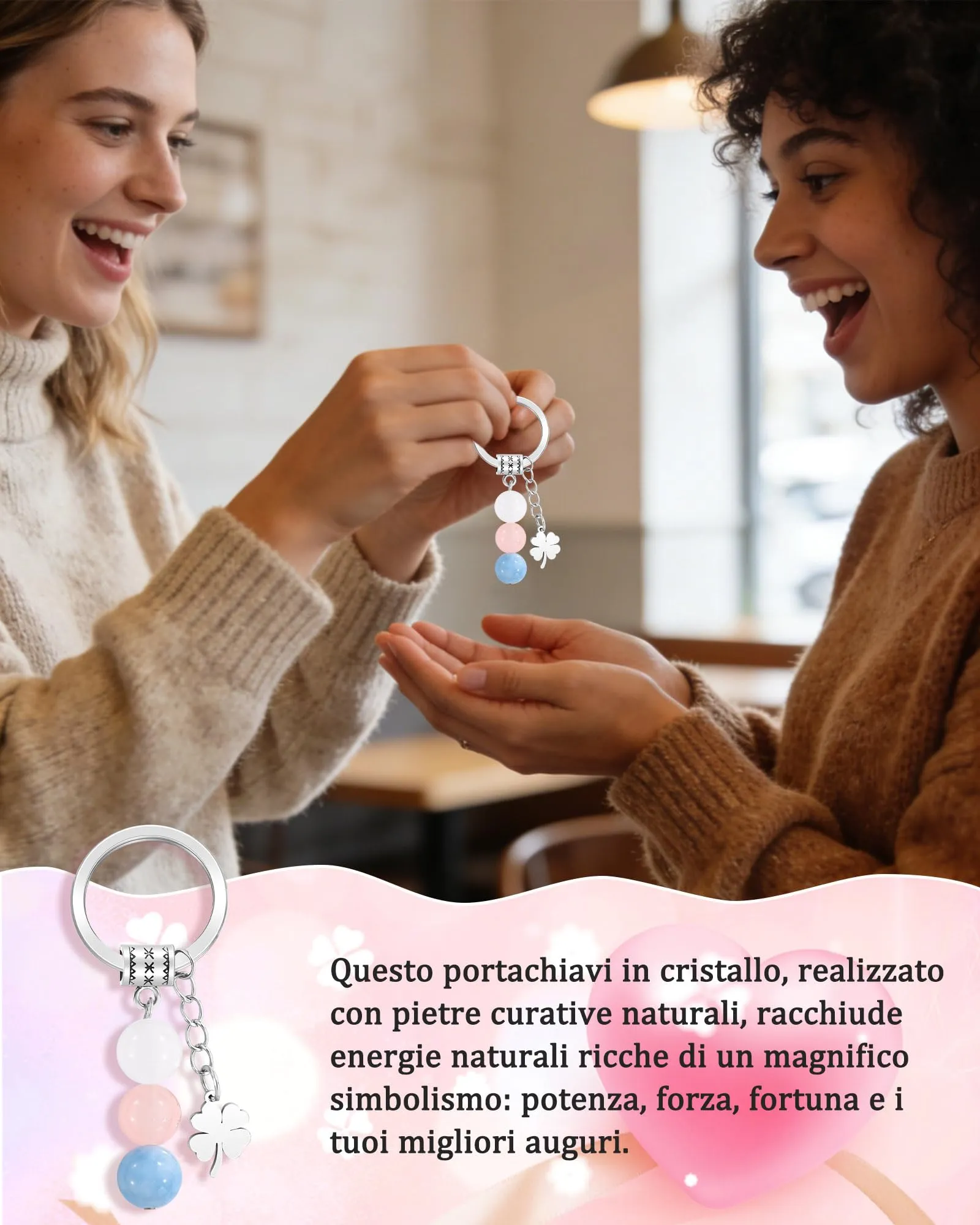 CheersLife Portachiavi Personalizzato in Cristalli Naturali - immagine 2