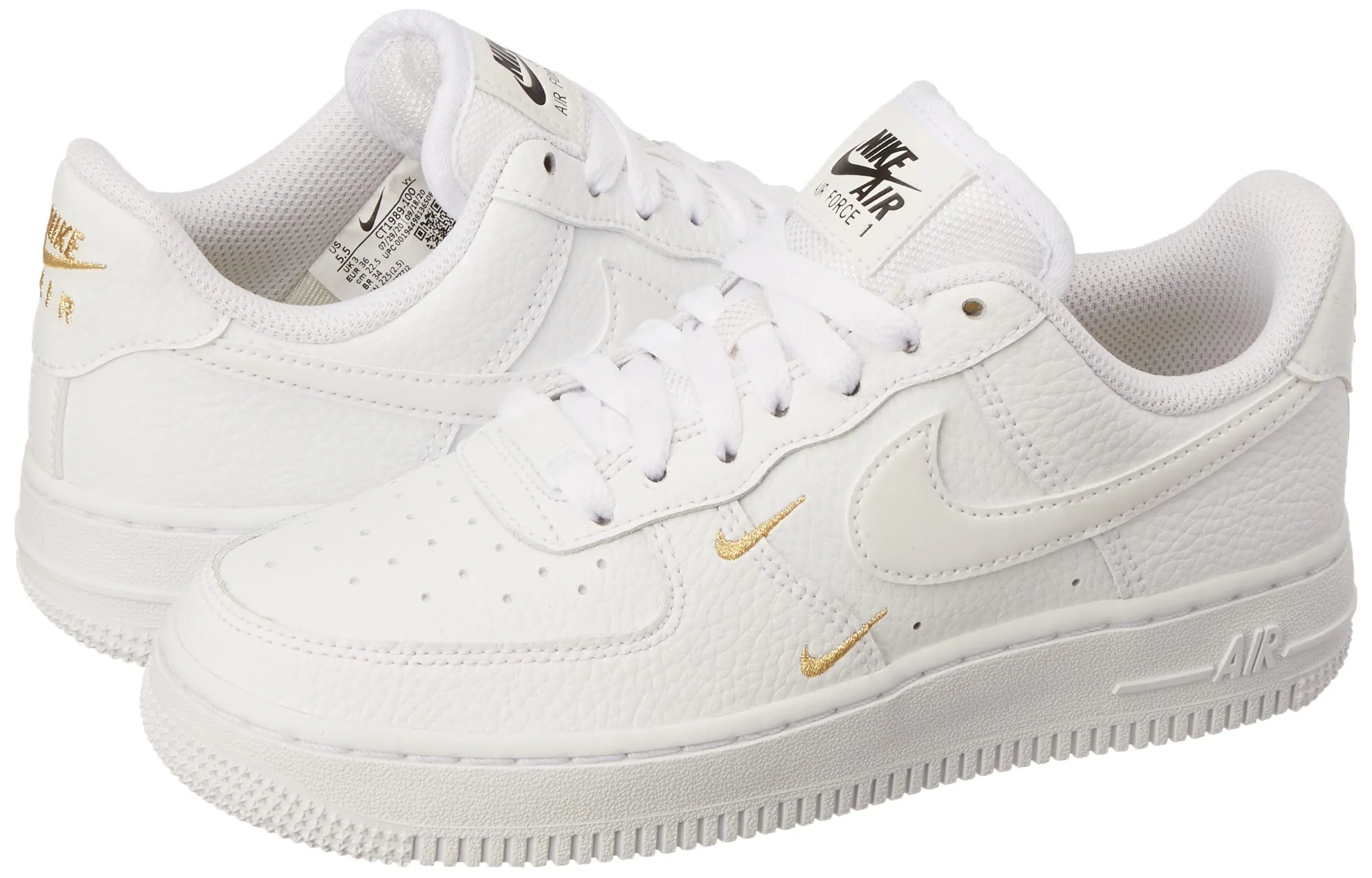 Nike Women's Air Force 1 '07 Basketball Shoes - White Metallic Gold Black White - 35.5 EU - immagine 2