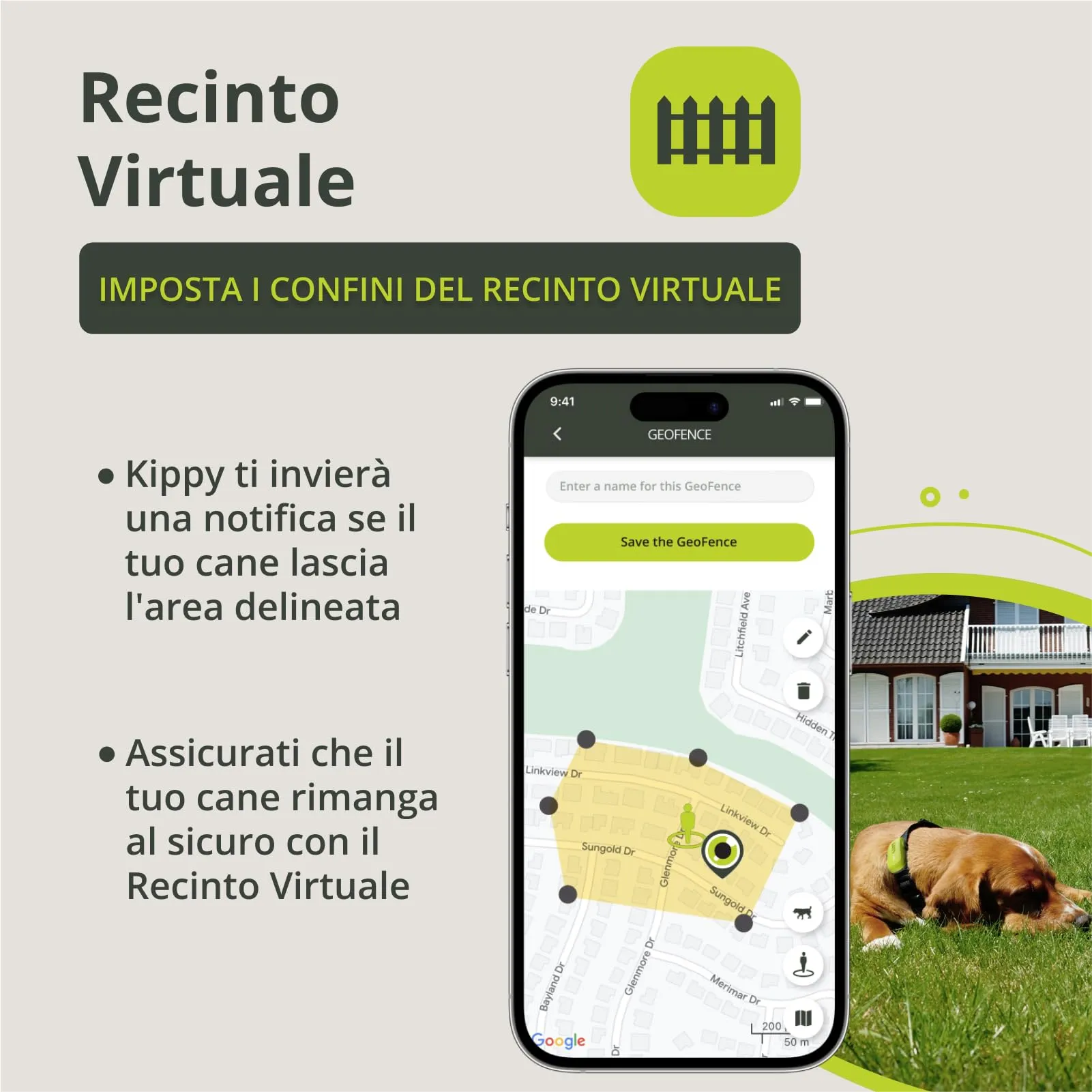 Kippy GPS per Cani - Localizzatore Impermeabile per Collare con Tracker di Attività, Salute e Recinto Virtuale - Verde - immagine 6