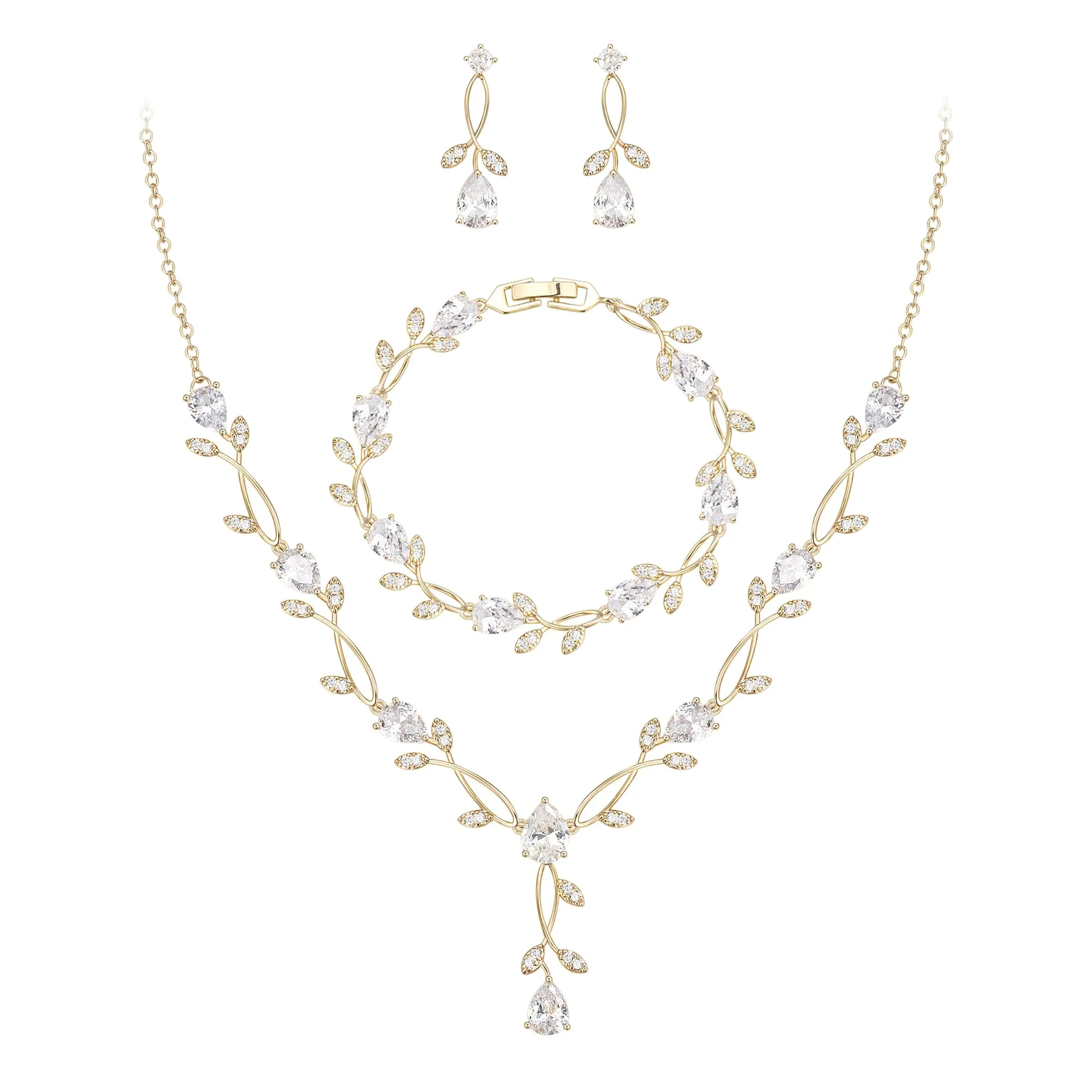 Ever Faith Set di gioielli da sposa con zirconi e goccia - immagine 1