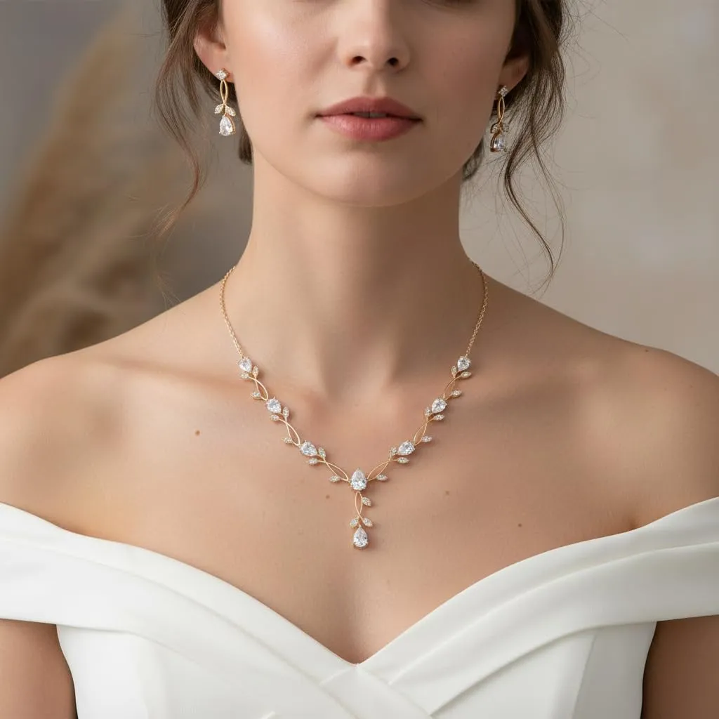 Ever Faith Set di gioielli da sposa con zirconi e goccia - immagine 2