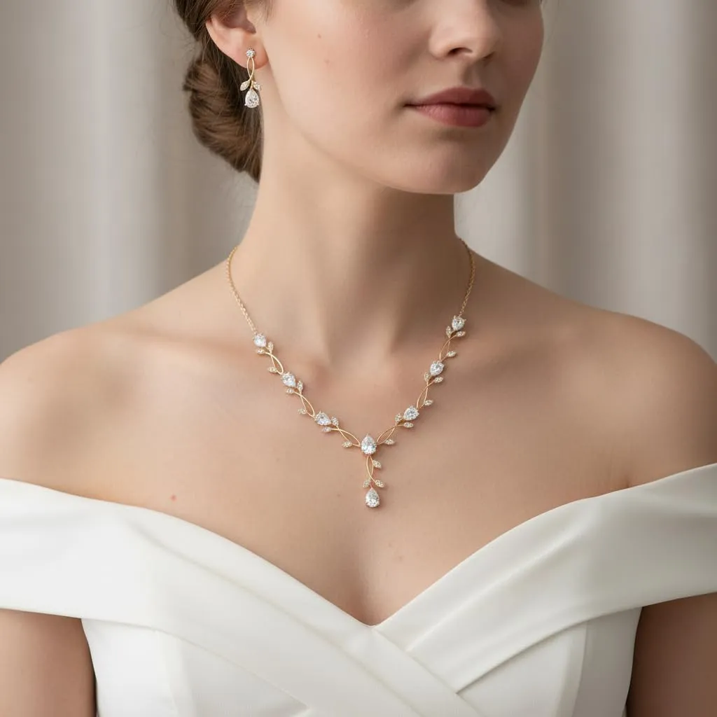 Ever Faith Set di gioielli da sposa con zirconi e goccia - immagine 3