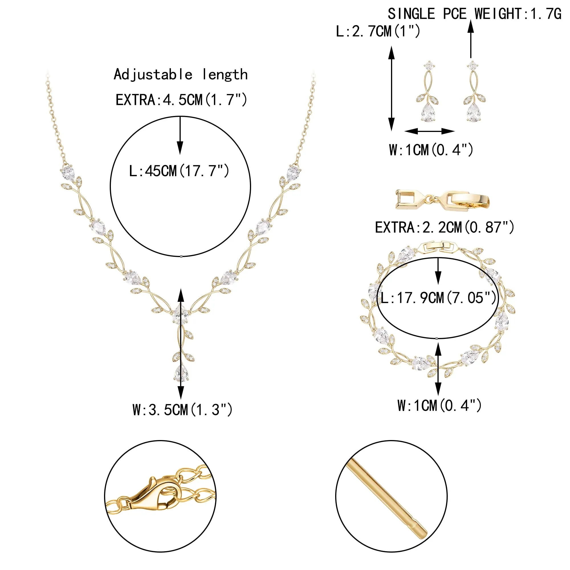 Ever Faith Set di gioielli da sposa con zirconi e goccia - immagine 6