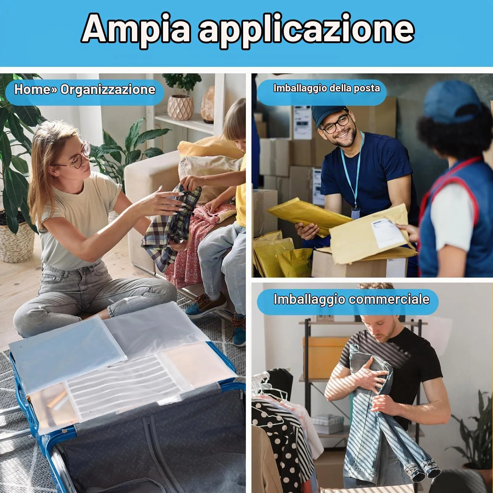 Svaldo Sacchetti da Viaggio, 50 Pezzi 30x35cm, Buste Smerigliate con Zip e Fori di Sfiato per Indumenti e Biancheria - immagine 6