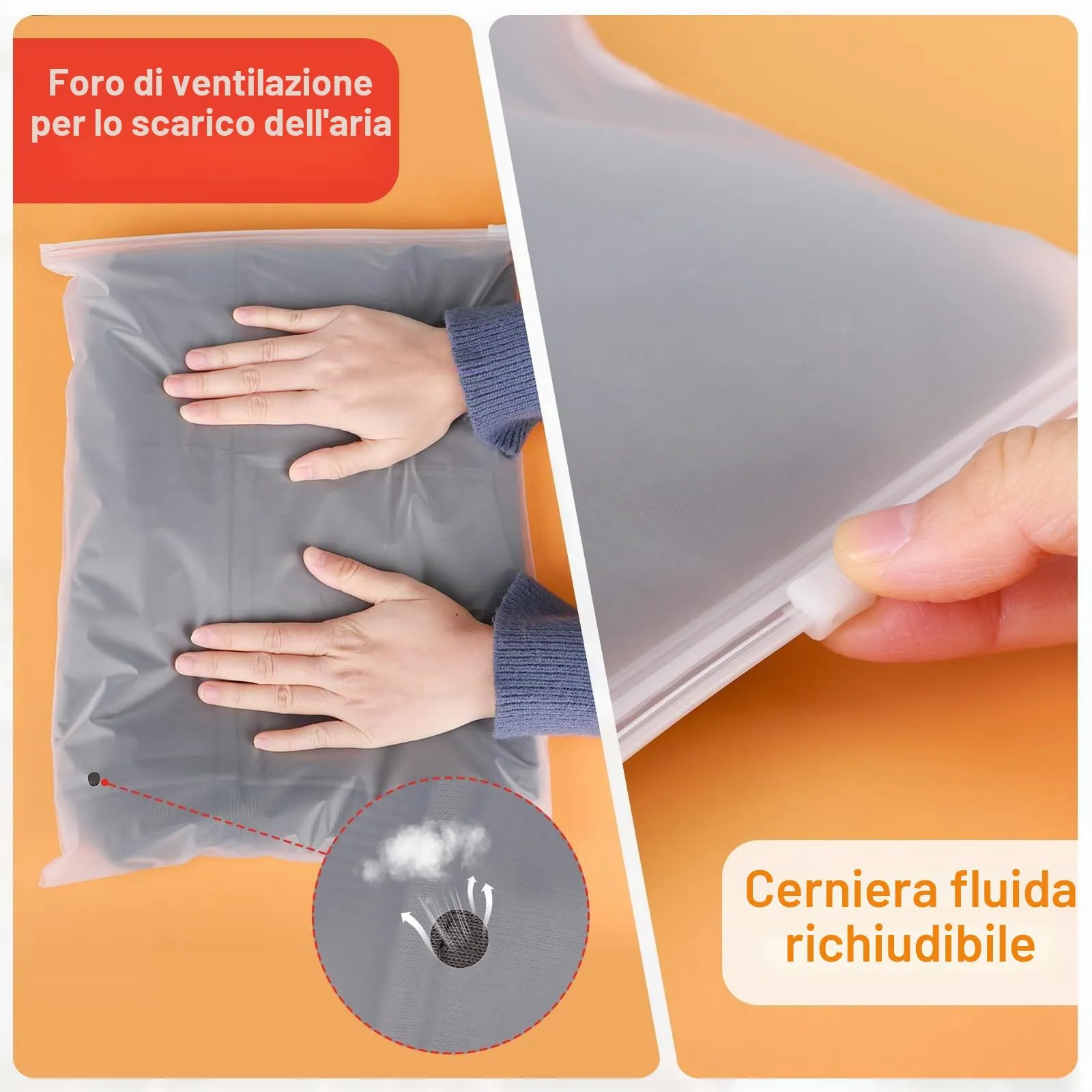 Svaldo Sacchetti Viaggio Organizer, 25 Pezzi 30x40cm, Buste Smerigliate Richiudibili per Vestiti, Scarpe e Cosmetici con Fori di Sfiato - immagine 4