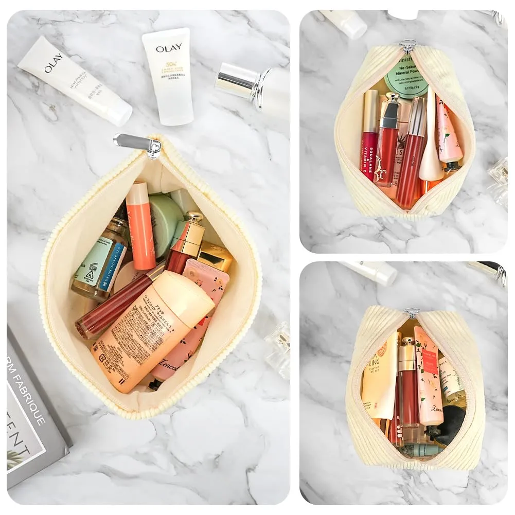 Aucuu Beauty Case in Velluto a Costine, Set di 3 Borse per Trucco e Toilette da Viaggio, Organizer Makeup Bag - immagine 2