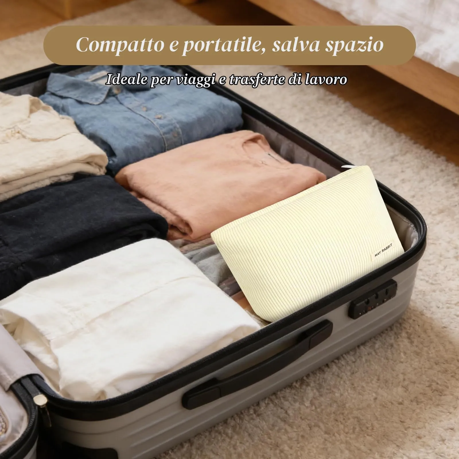 Aucuu Beauty Case in Velluto a Costine, Set di 3 Borse per Trucco e Toilette da Viaggio, Organizer Makeup Bag - immagine 6