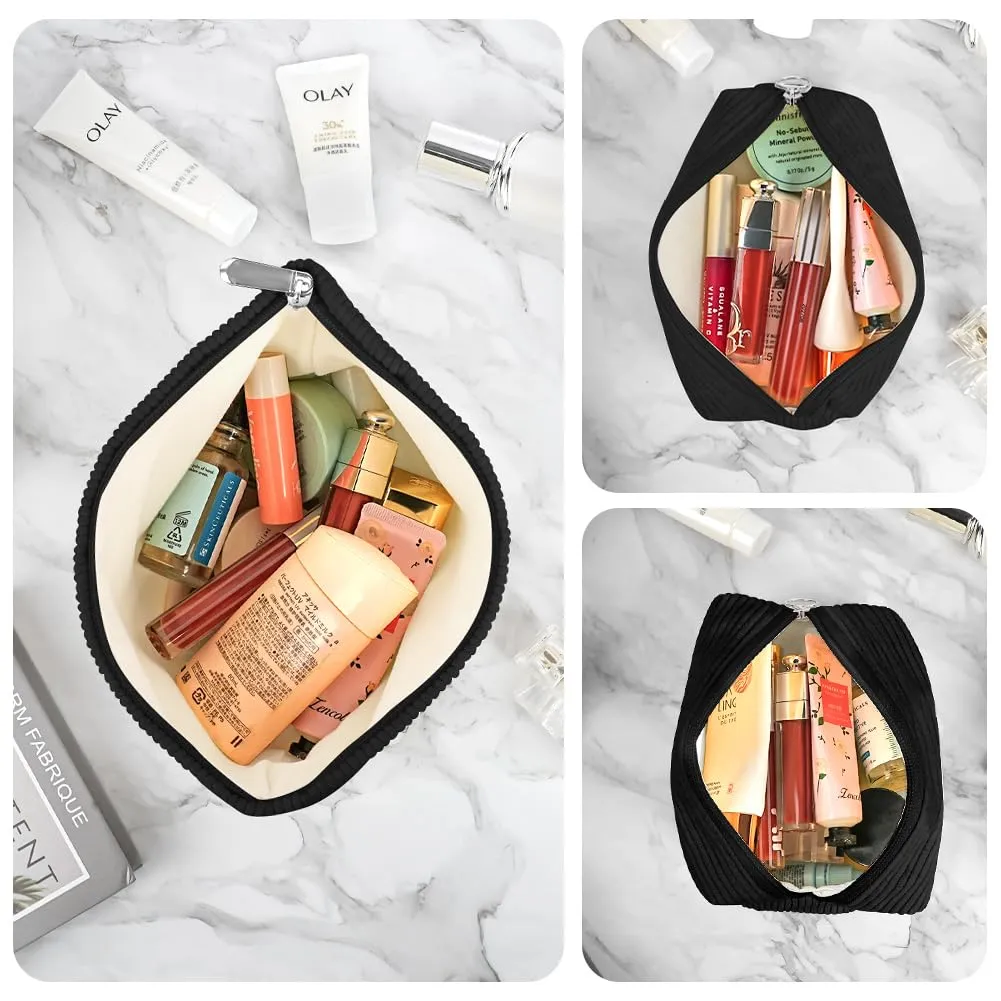 Aucuu Beauty Case in Velluto a Coste, Set di 3 Pezzi Organizer per Trucco e Viaggio - immagine 2