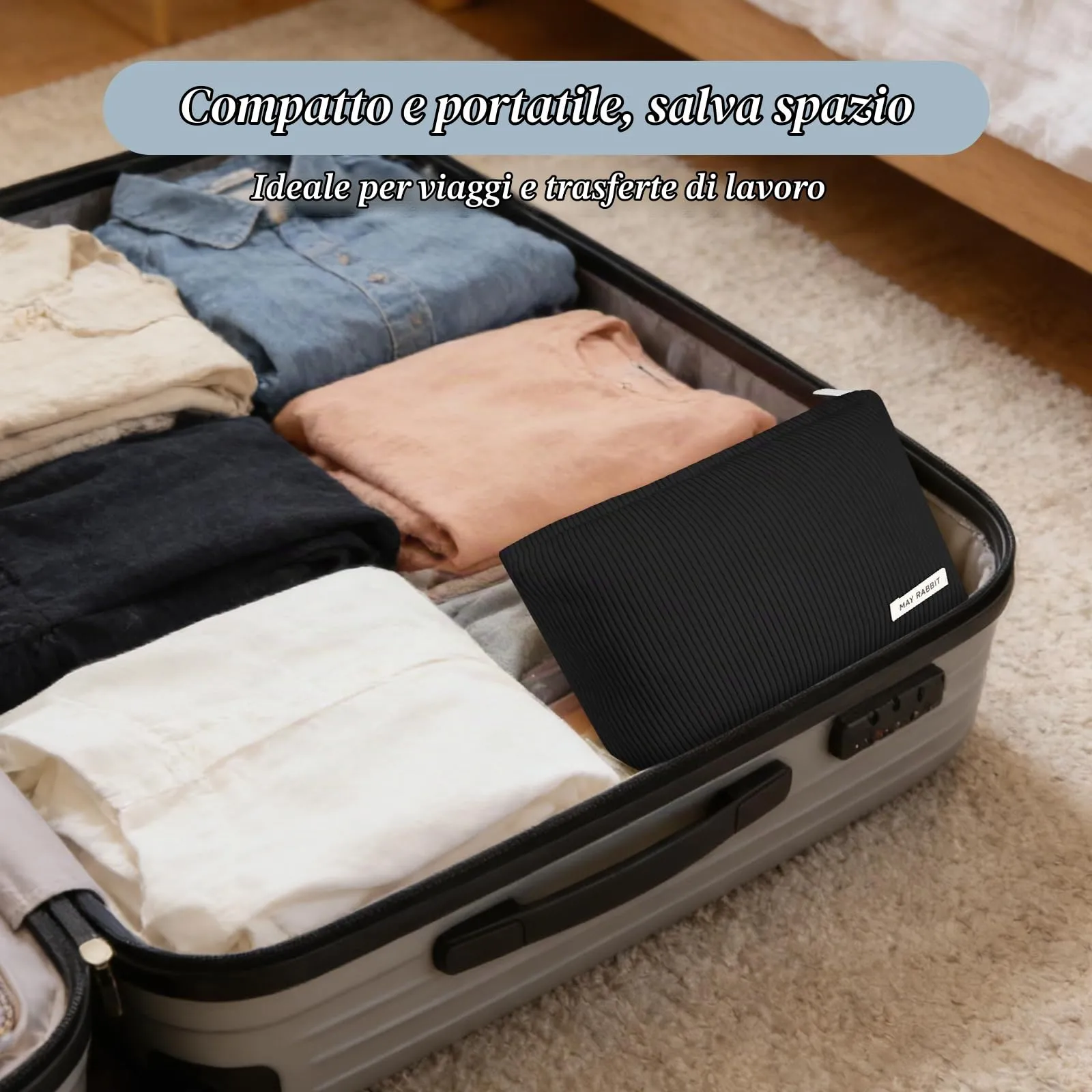 Aucuu Beauty Case in Velluto a Coste, Set di 3 Pezzi Organizer per Trucco e Viaggio - immagine 5