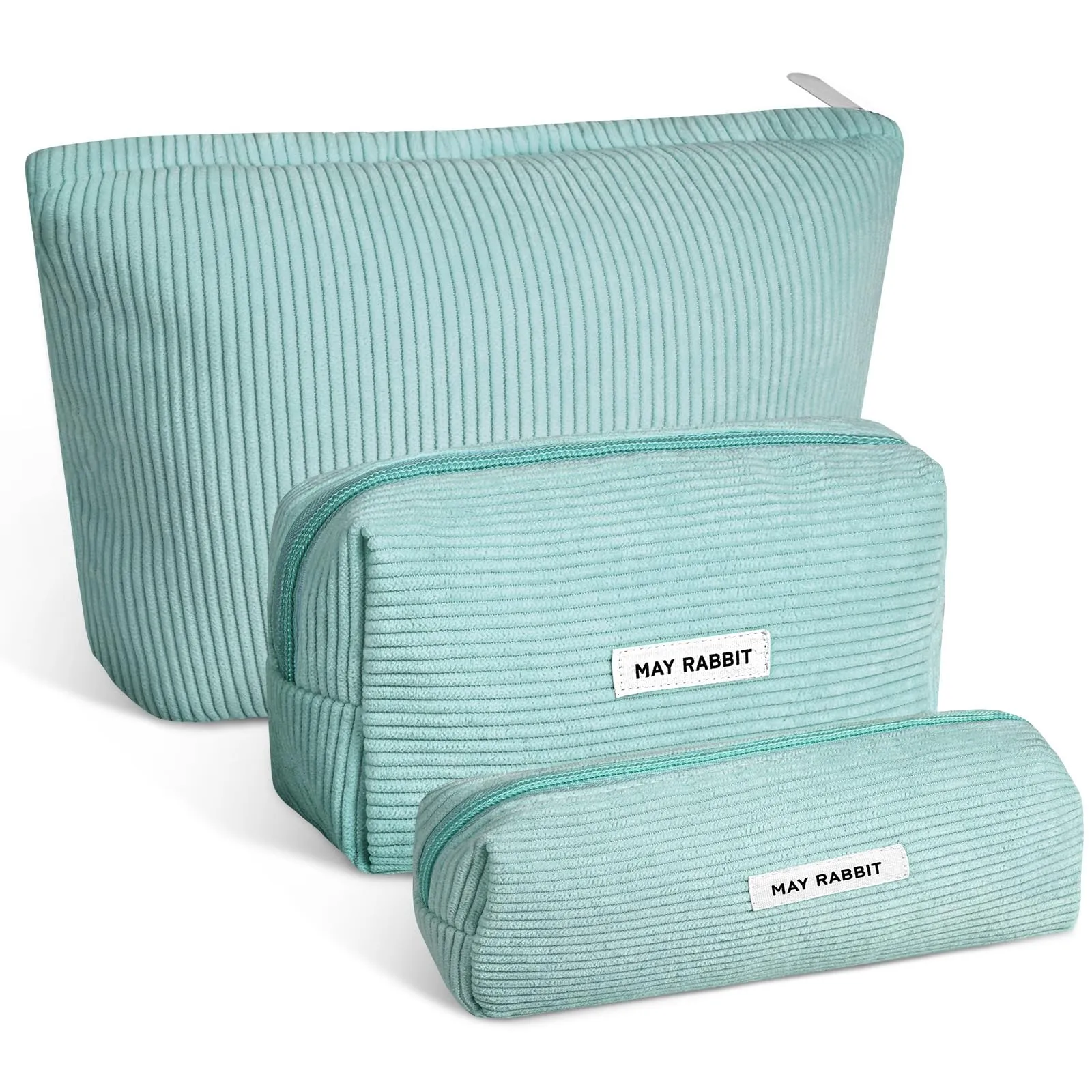 Aucuu Beauty Case in Velluto a Coste, Set di 3 Pezzi Organizzatore per Trucco e Viaggio - immagine 1