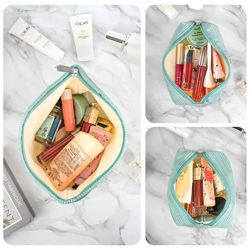 Aucuu Beauty Case in Velluto a Coste, Set di 3 Pezzi Organizzatore per Trucco e Viaggio - immagine 2