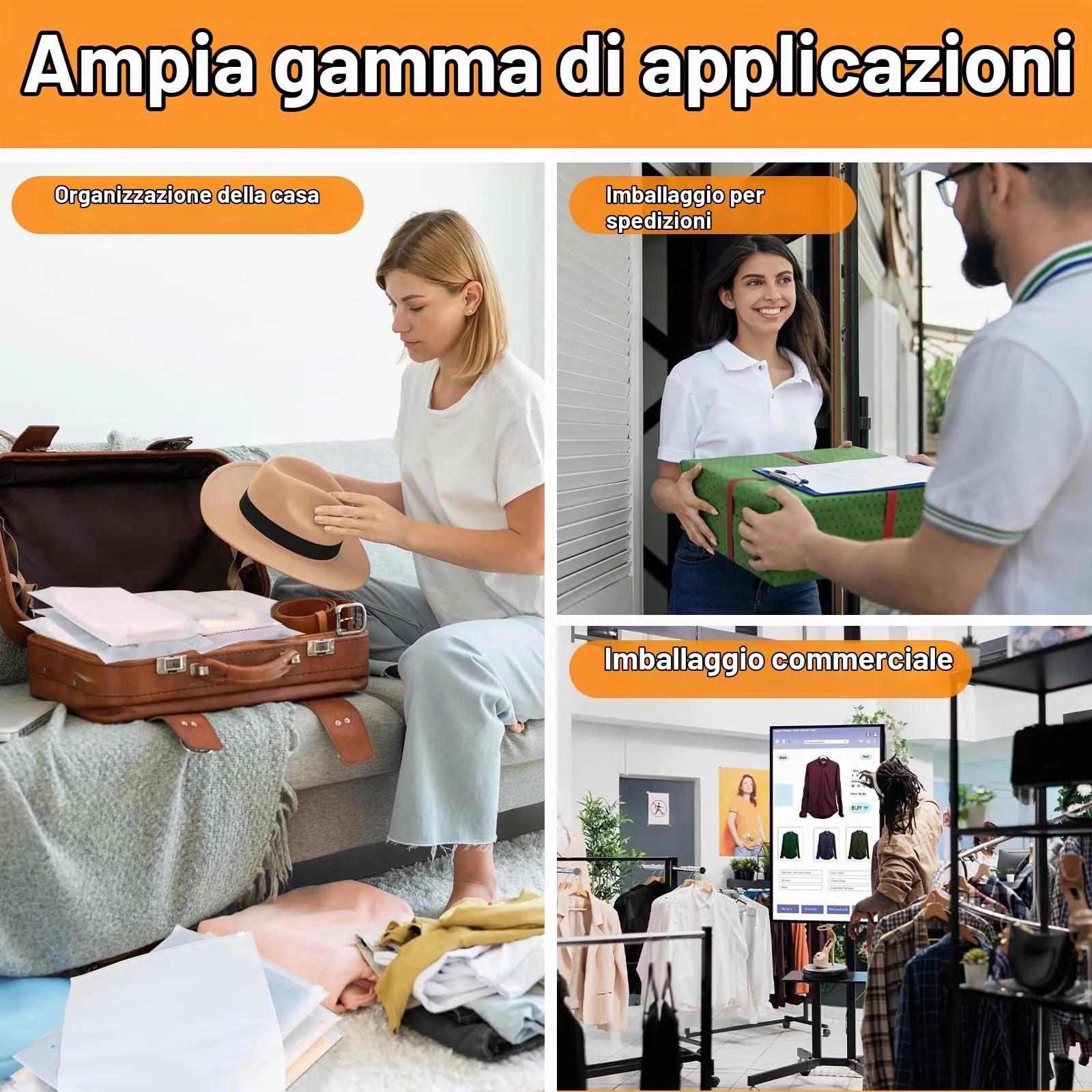 Svaldo Sacchetti Viaggio Organizer, 50 Pezzi 30x40cm Buste Plastica Richiudibili con Zip e Fori di Sfiato per Vestiti, Scarpe e Cosmetici - immagine 7