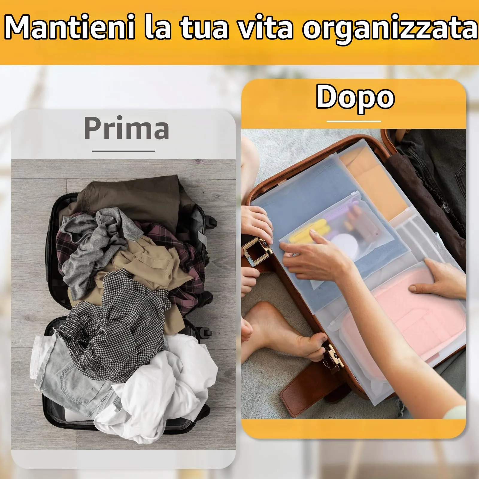 Svaldo Sacchetti Viaggio, 30 Pezzi in 5 Taglie, Sacchetti con Zip per Vestiti e Cosmetici con Fori di Sfiato - immagine 2