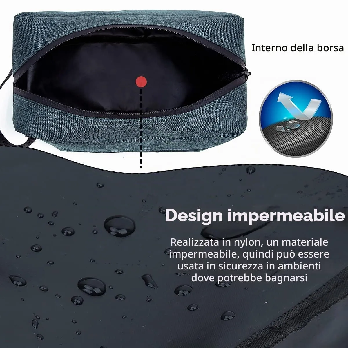 FUNSEED Beauty Case da Viaggio Impermeabile per Cosmetici e Articoli da Toeletta - immagine 2