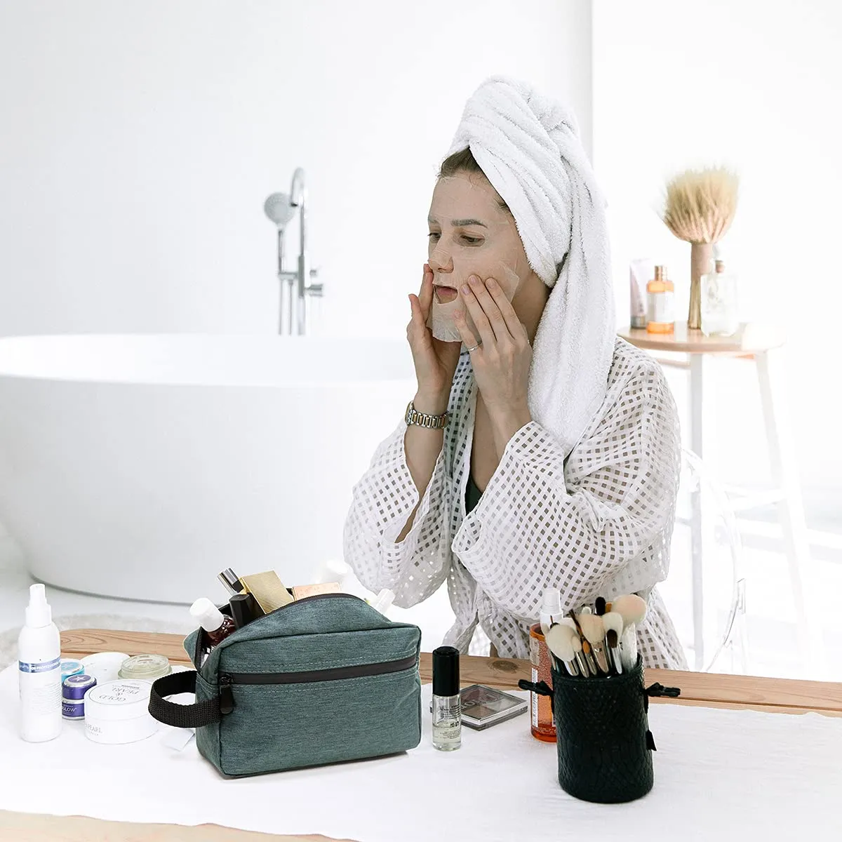 FUNSEED Beauty Case da Viaggio Impermeabile per Cosmetici e Articoli da Toeletta - immagine 4