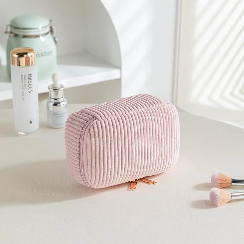 Aucuu Beauty Case, Set di 3 Borse da Toilette in Velluto a Costine, Organizer per Trucco da Viaggio - immagine 7