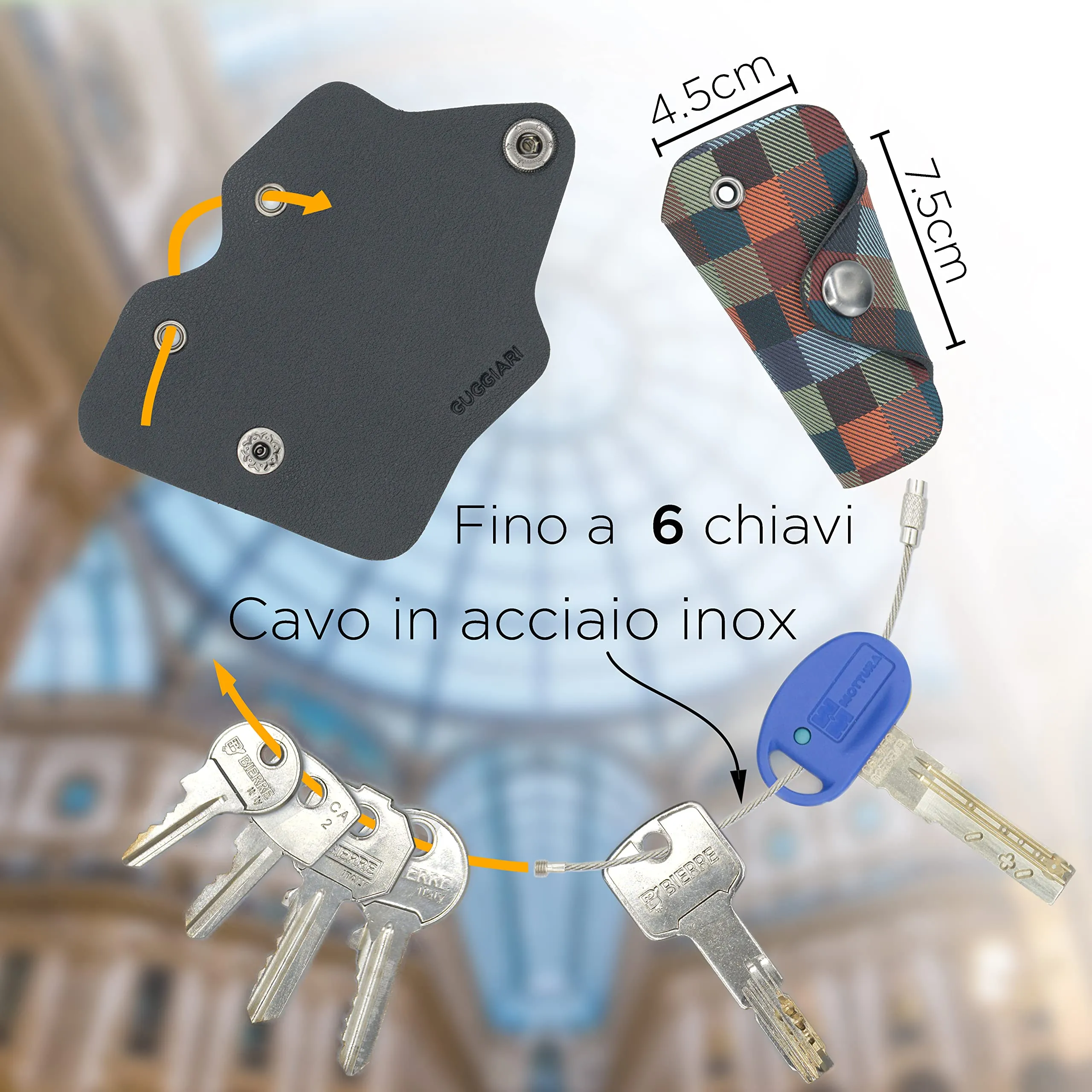 GUGGIARI Portachiavi in Pelle PU e Tessuto - immagine 2