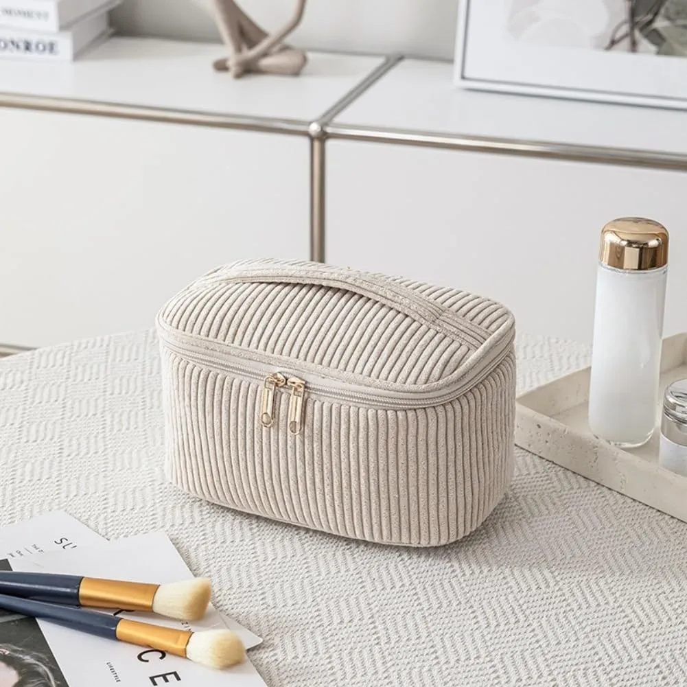 Aucuu Beauty Case Set di 4 Pezzi in Velluto a Coste per Trucco e Viaggio - immagine 4