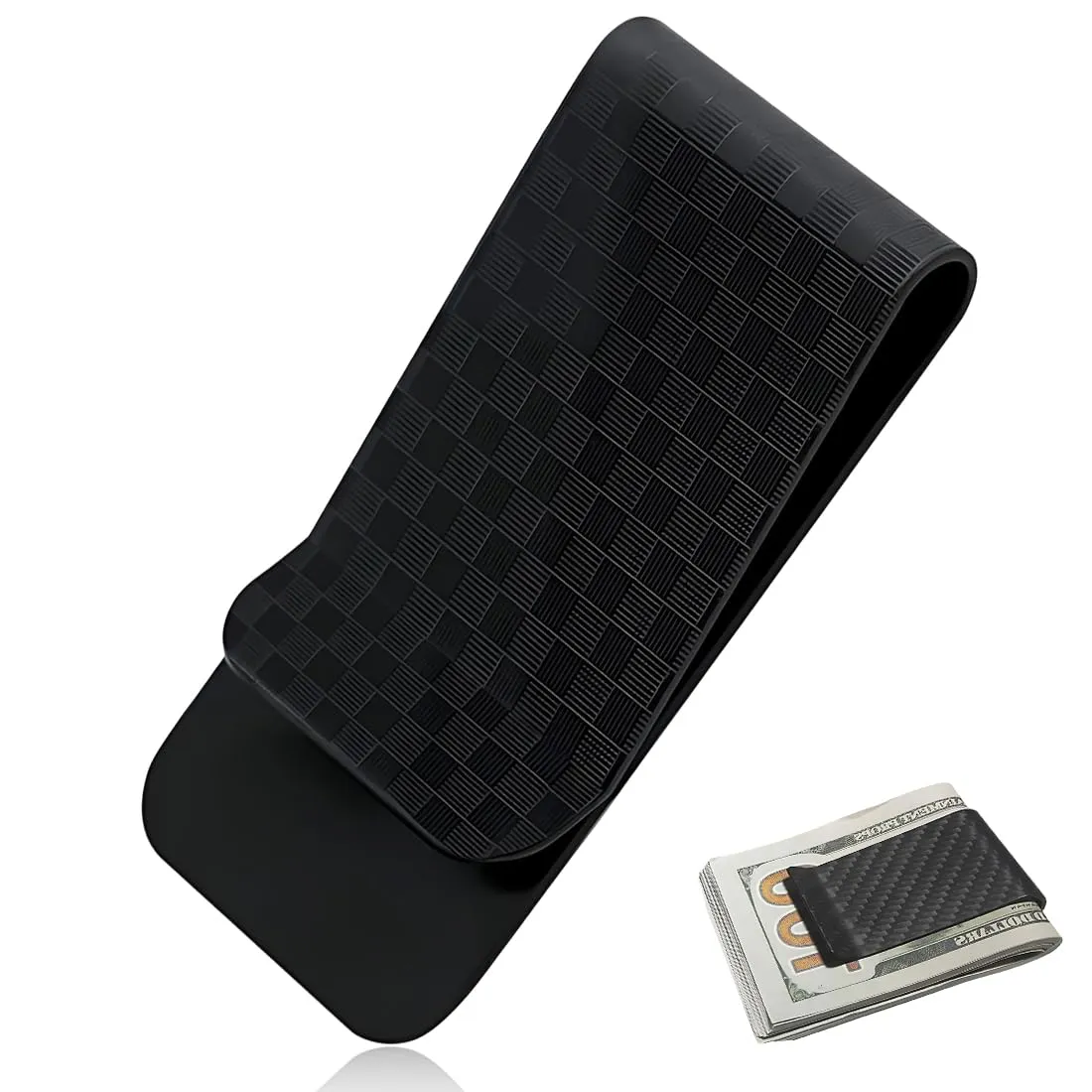 GNALIA Fermasoldi Uomo in Fibra di Carbonio Nero con Clip per Carte di Credito, 5cm x 3cm - immagine 1