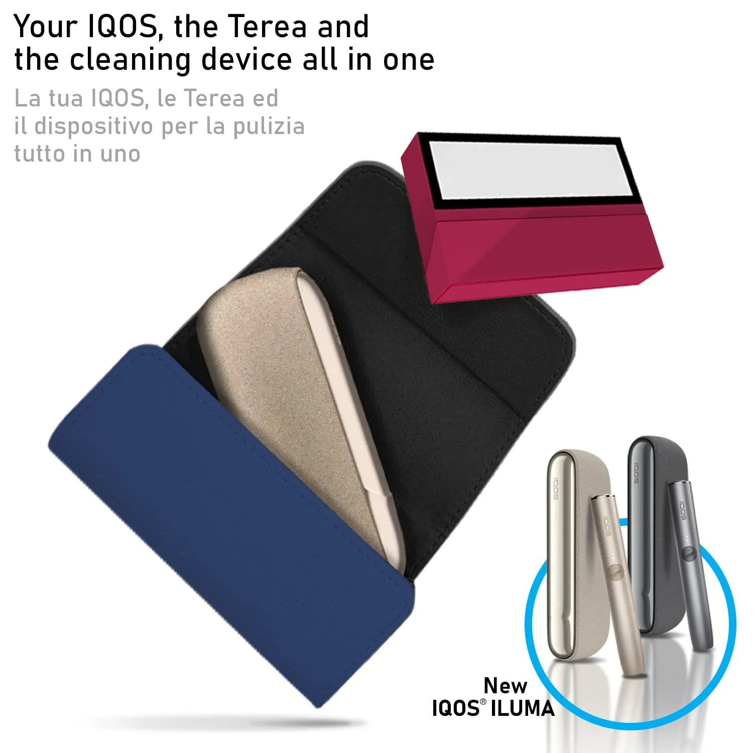 Cable Technologies Custodia in Eco-Pelle per IQOS ILUMA, Astuccio Organizer e Cover per Sigaretta Elettronica (Blue) - immagine 3