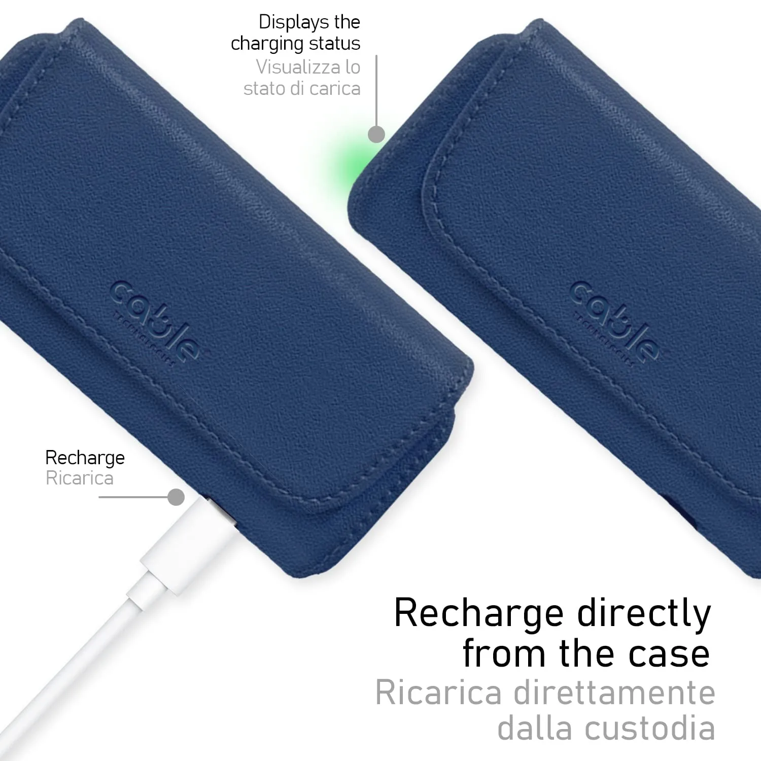 Cable Technologies Custodia in Eco-Pelle per IQOS ILUMA, Astuccio Organizer e Cover per Sigaretta Elettronica (Blue) - immagine 5