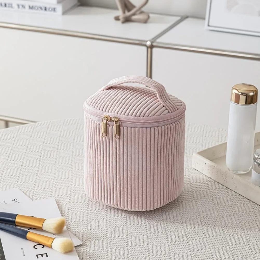 Aucuu Beauty Case, Set di 4 Borse da Toilette in Velluto a Coste per Trucco e Viaggio - immagine 5