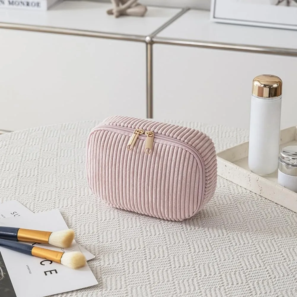 Aucuu Beauty Case, Set di 4 Borse da Toilette in Velluto a Coste per Trucco e Viaggio - immagine 6