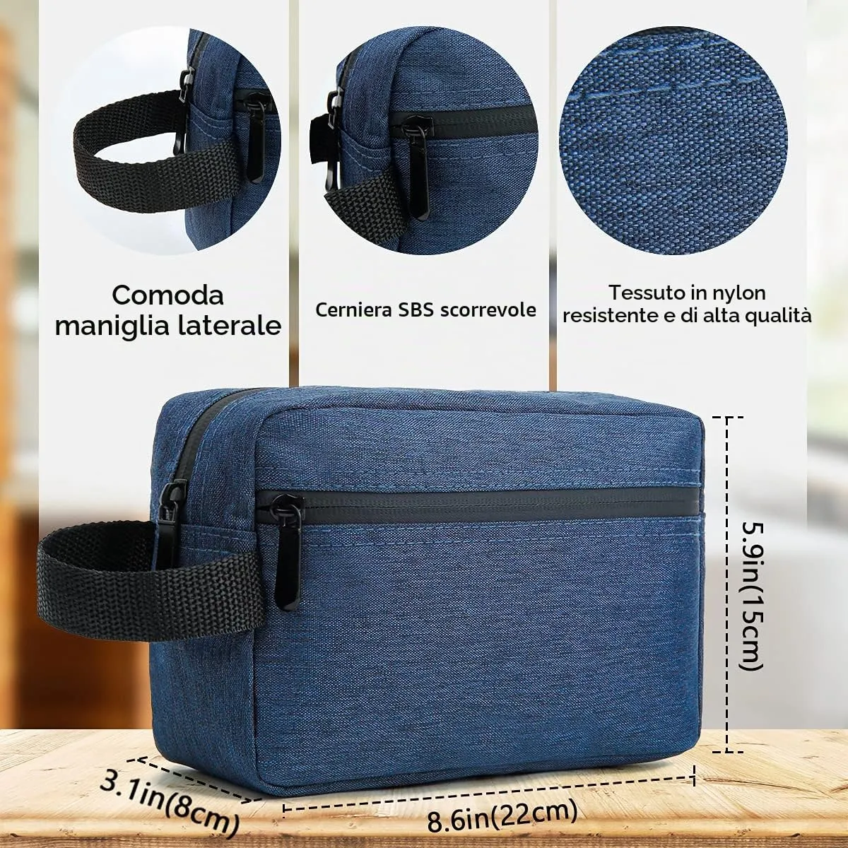 FUNSEED Beauty Case da Viaggio, Borsa per Accessori da Toeletta e Cosmetici, Blu - immagine 5