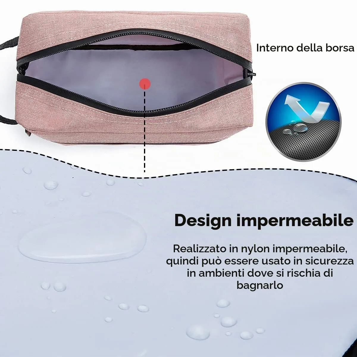 FUNSEED Beauty Case da Viaggio, Borsa per Accessori da Toeletta e Cosmetici, Rosa - immagine 2