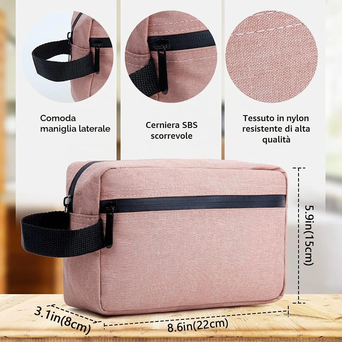 FUNSEED Beauty Case da Viaggio, Borsa per Accessori da Toeletta e Cosmetici, Rosa - immagine 6