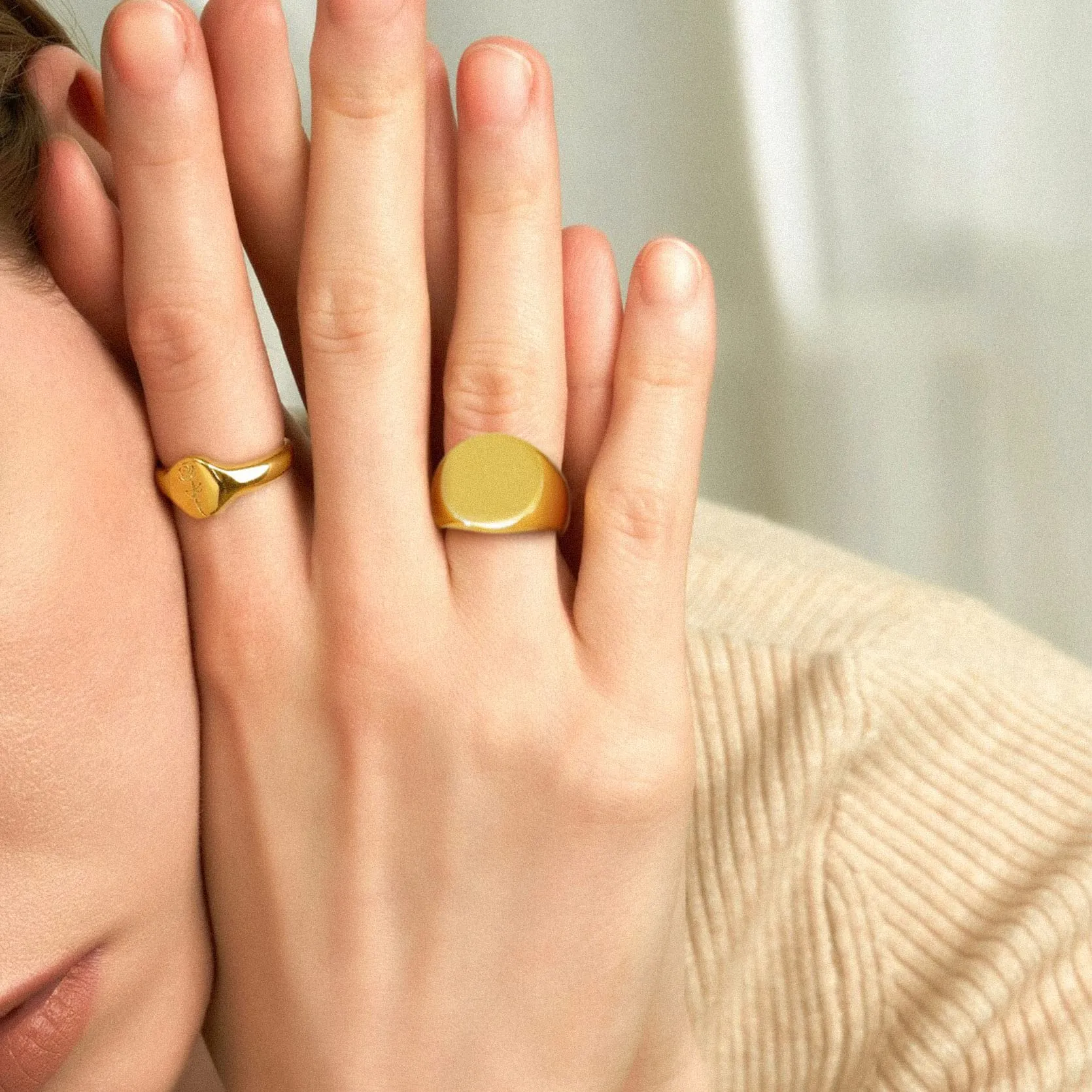 GoldChic Anello Uomo Oro con Sigillo in Acciaio Inossidabile, Taglia 14,5 - immagine 5
