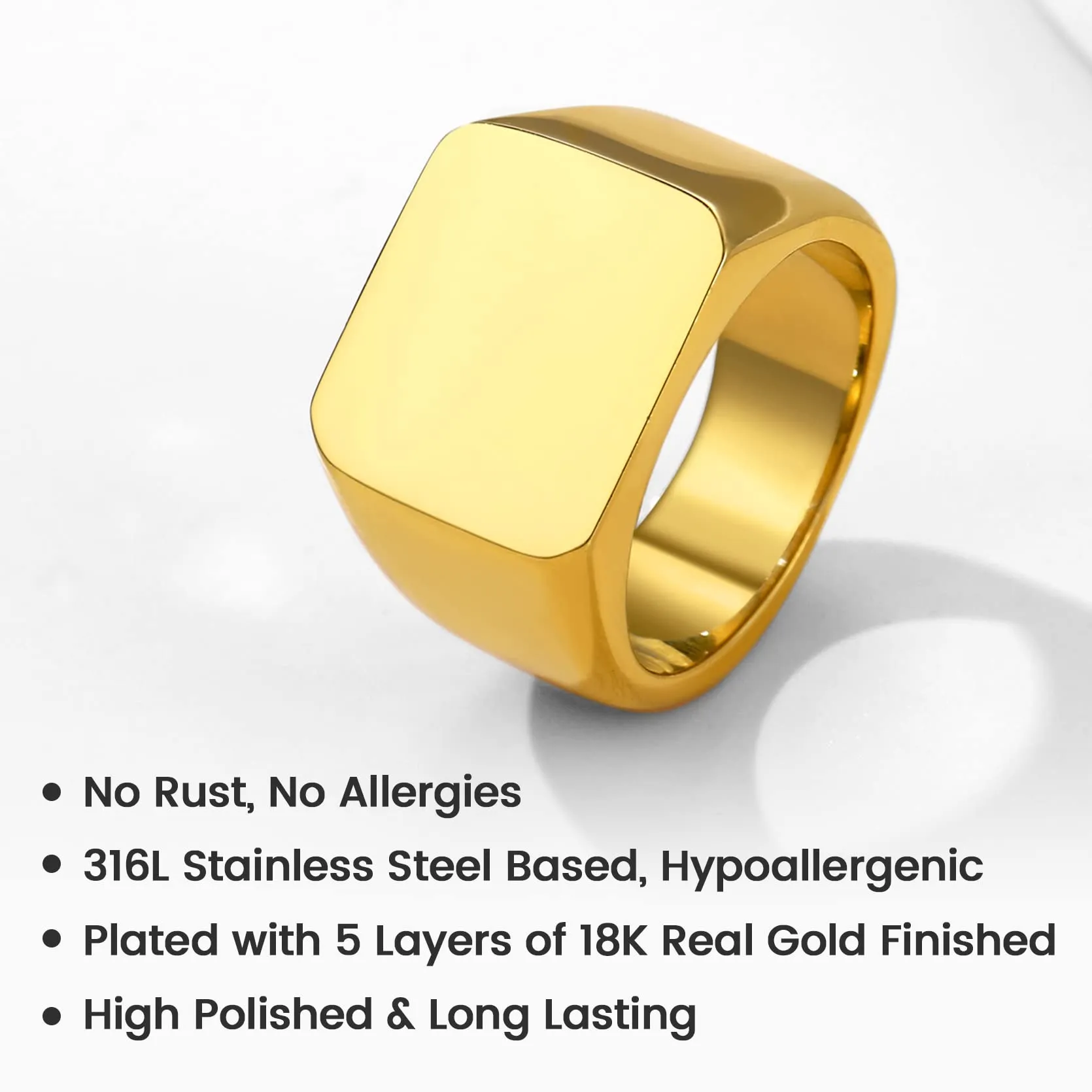 GoldChic Anello Oro con Sigillo in Acciaio Inossidabile per Uomo, Taglia 14,5 - immagine 3