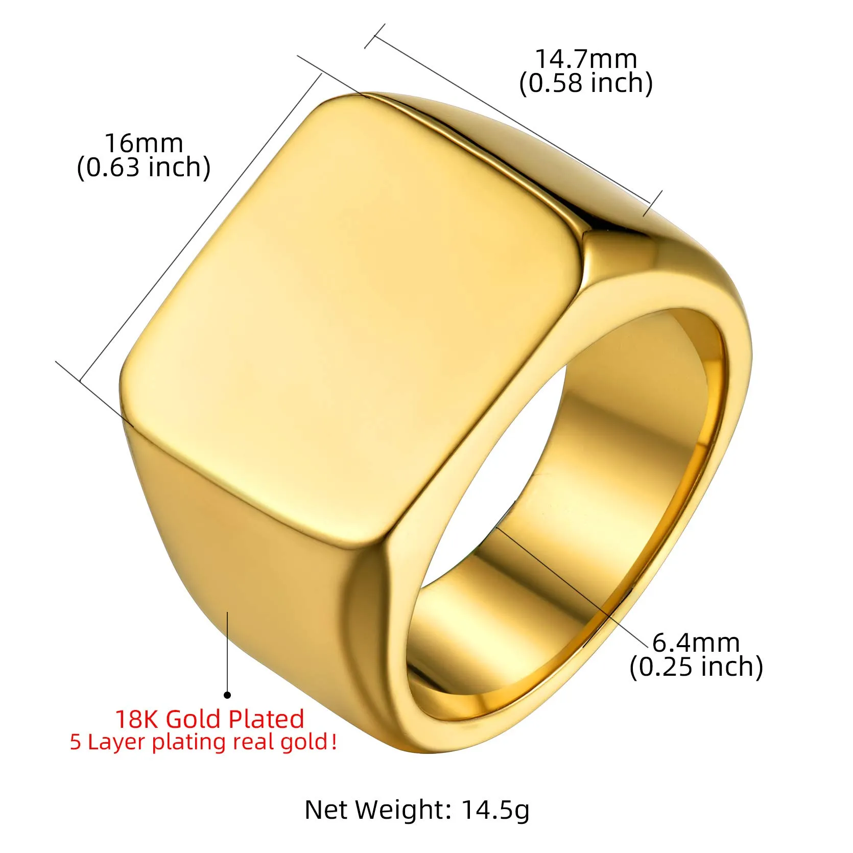 GoldChic Anello Oro con Sigillo in Acciaio Inossidabile per Uomo, Taglia 14,5 - immagine 6