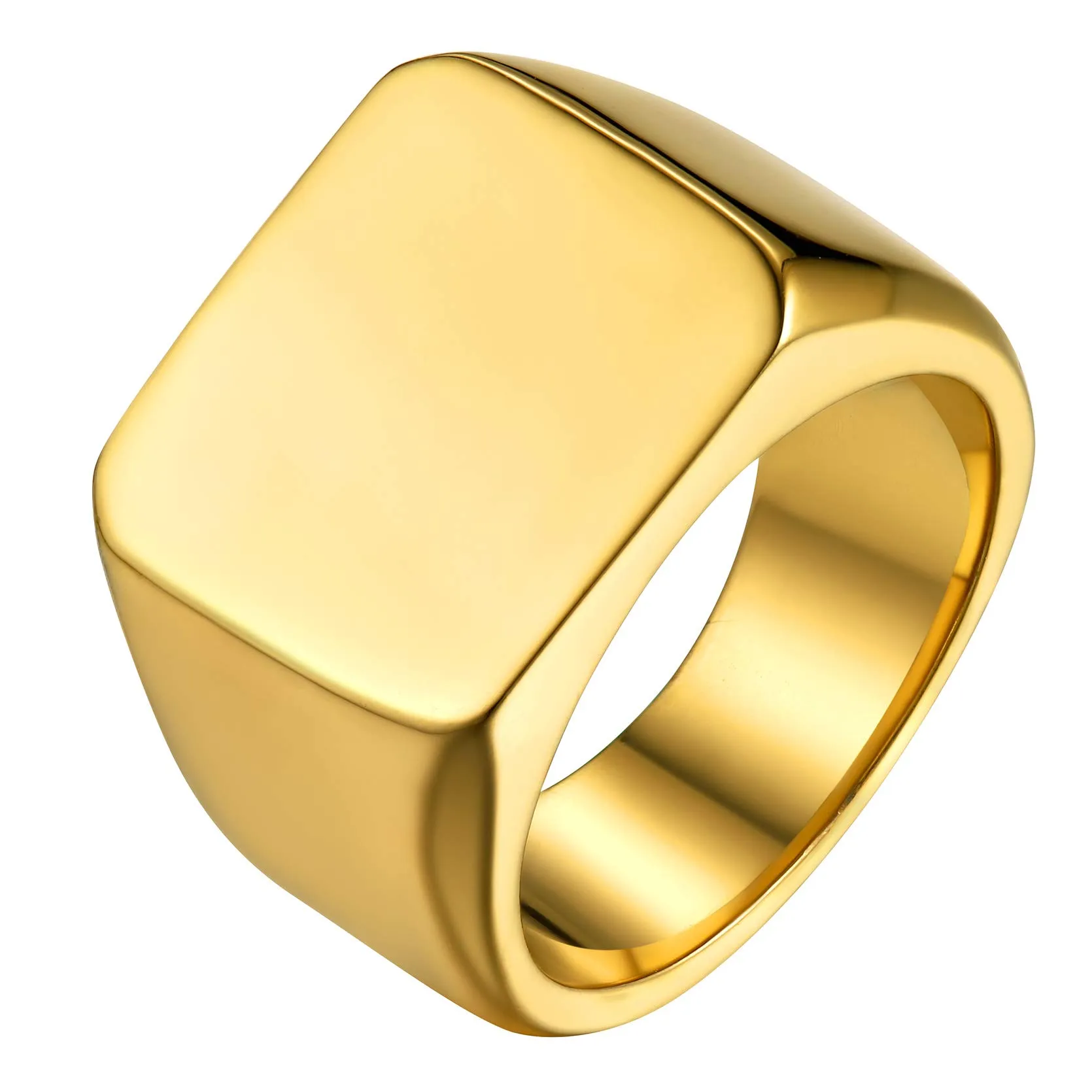 GoldChic Anello Oro Con Sigillo Grande in Acciaio Inossidabile Placcato Oro per Uomo, Taglia 27 - immagine 1