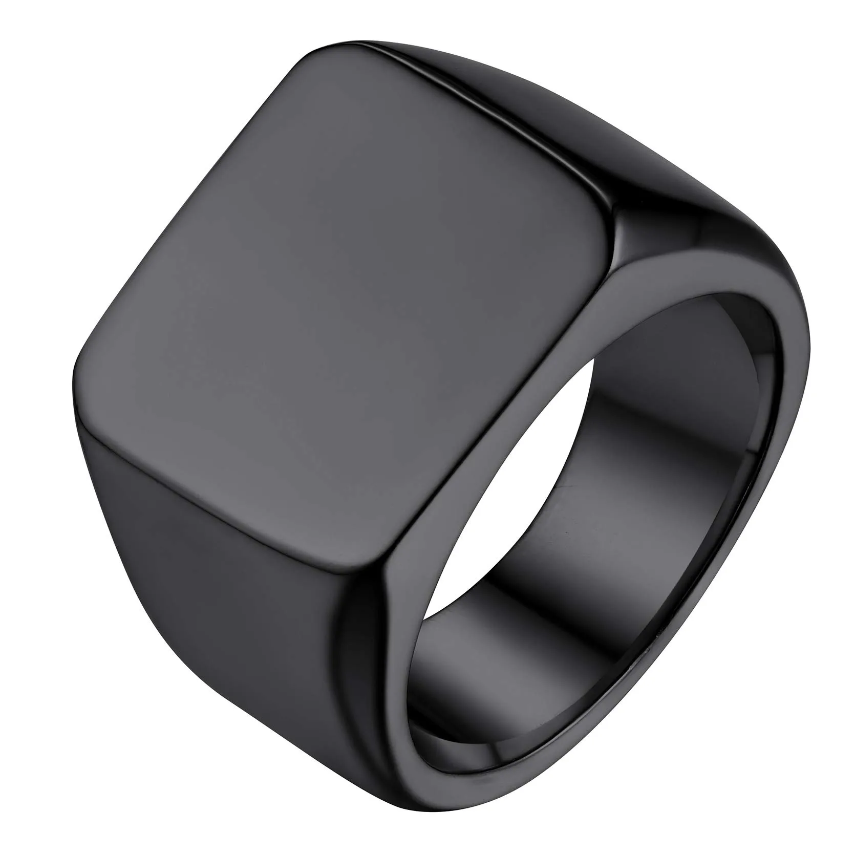 GoldChic Anello con Sigillo Nero da Uomo in Acciaio Inossidabile, Taglia 20 - immagine 1