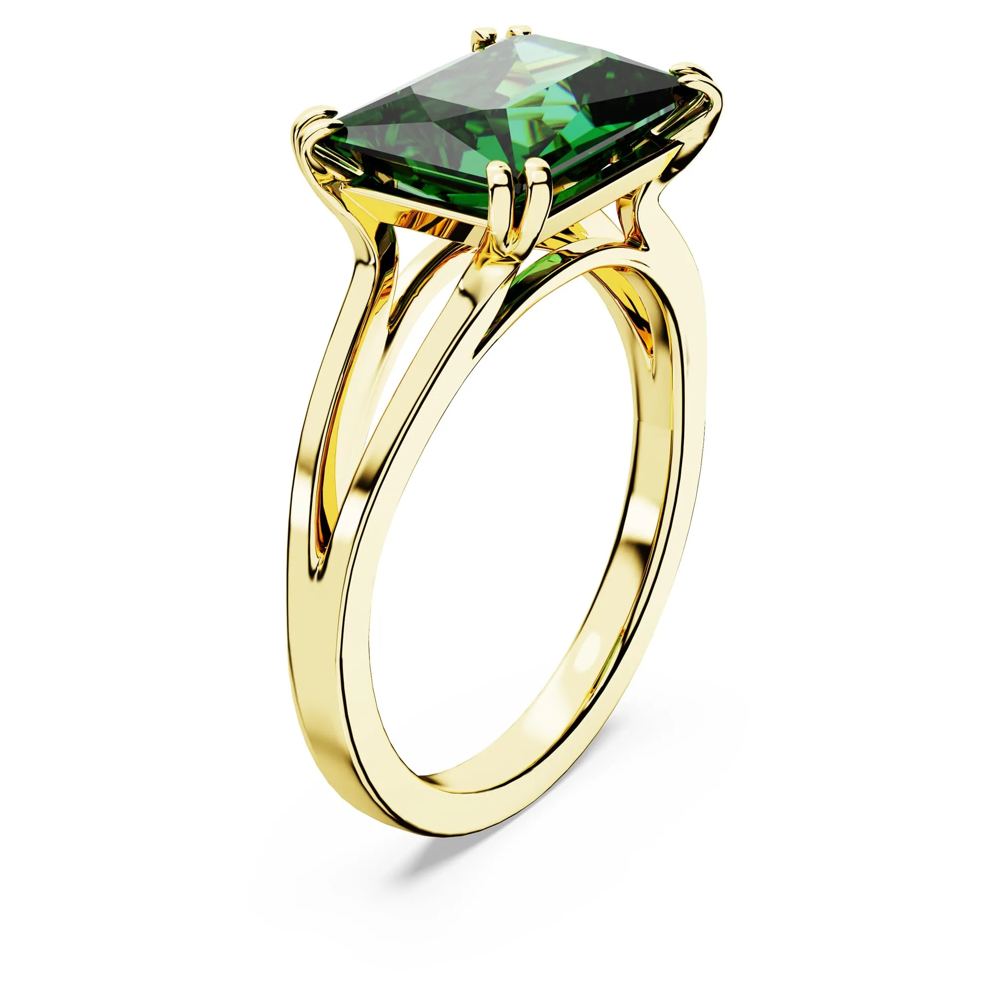 Swarovski Stilla Cocktail Ring, Rectangular Cut, Green, Gold-Tone Plated - immagine 2