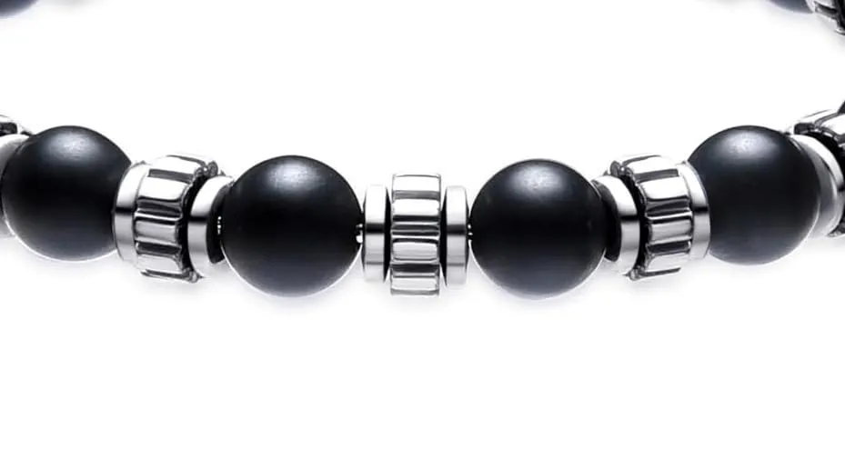 Dada Gioielli Bracciale Uomo in Pietra Naturale 6mm Agata Nera - immagine 3