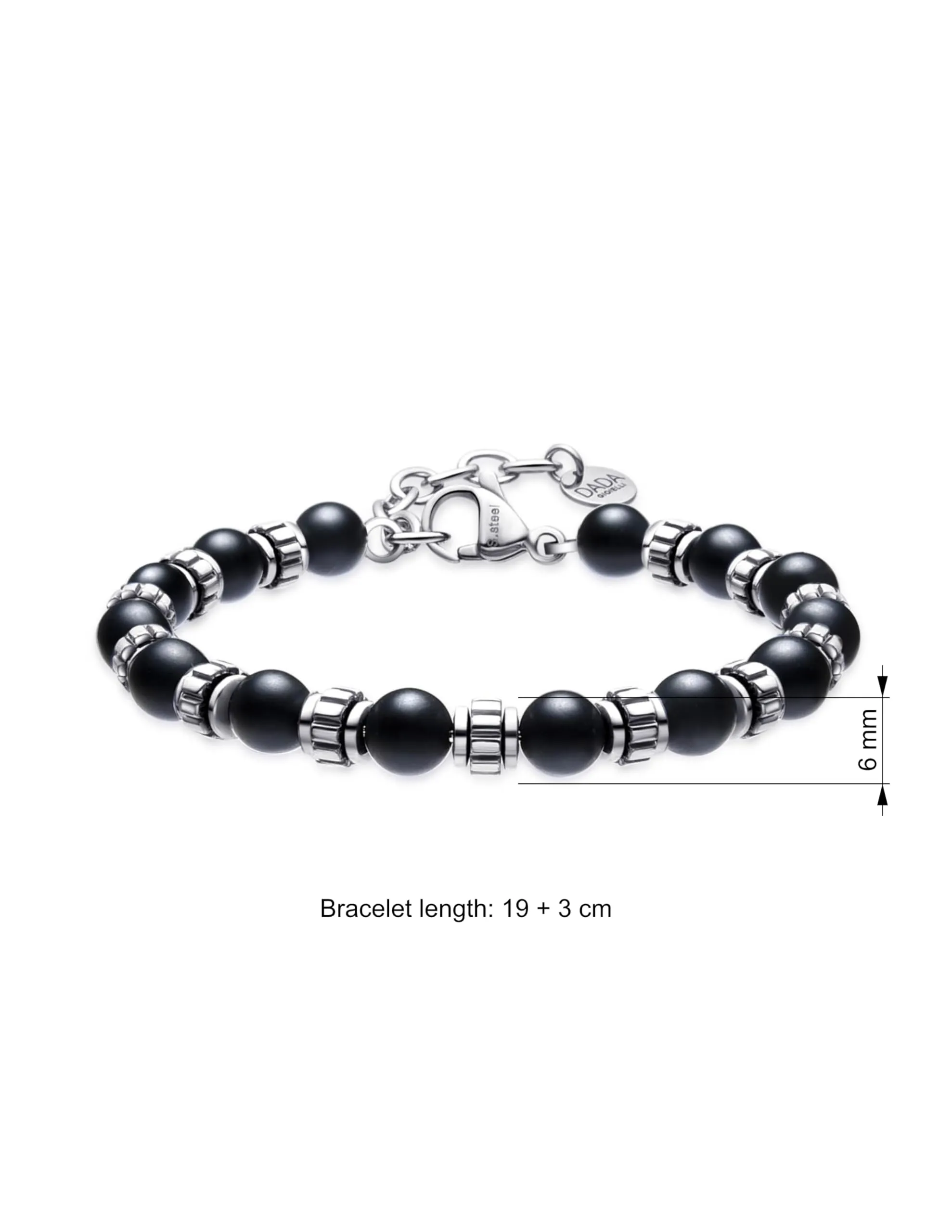 Dada Gioielli Bracciale Uomo in Pietra Naturale 6mm Agata Nera - immagine 4