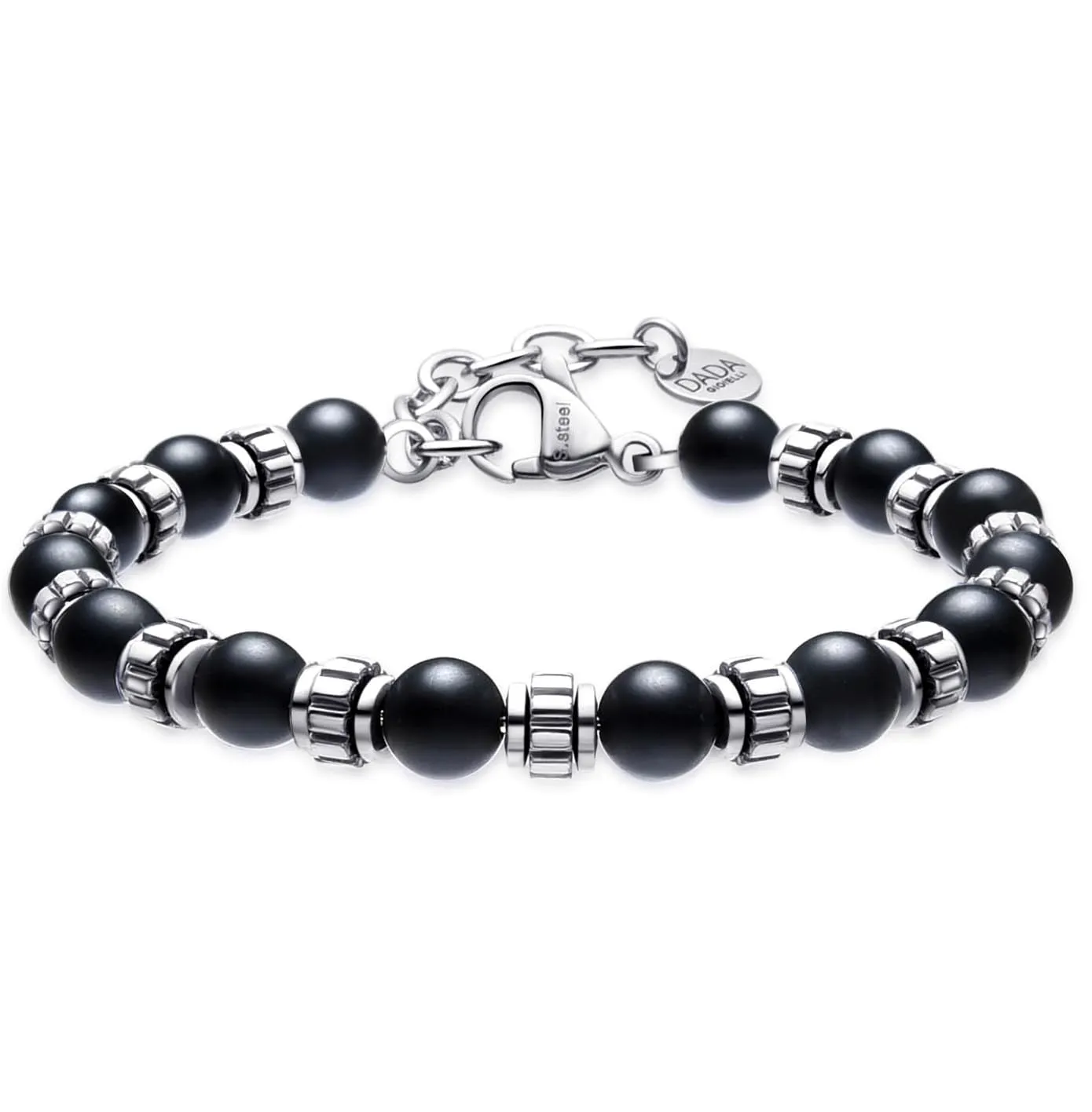 Dada Gioielli Bracciale Uomo in Pietra Naturale 6mm Agata Nera - immagine 7