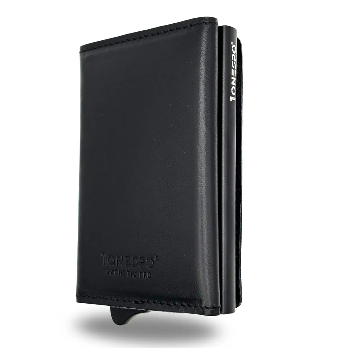 1ONESPO Magnetic Pro Portafoglio Uomo in Vera Pelle Nappa Nero con Protezione RFID - immagine 1