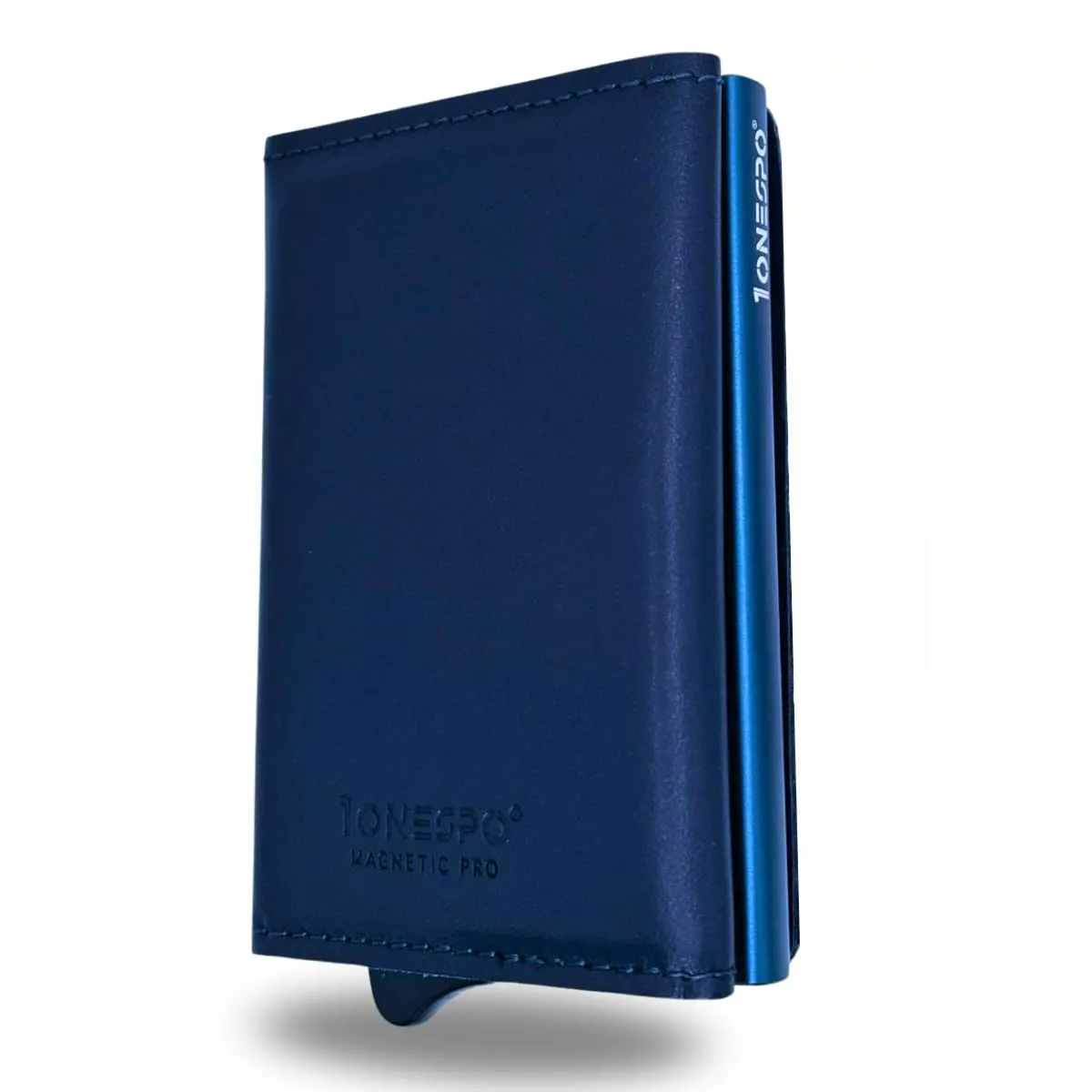 1ONESPO Magnetic Pro Portafoglio Uomo in Vera Pelle Nappa Blu con Protezione RFID - immagine 1