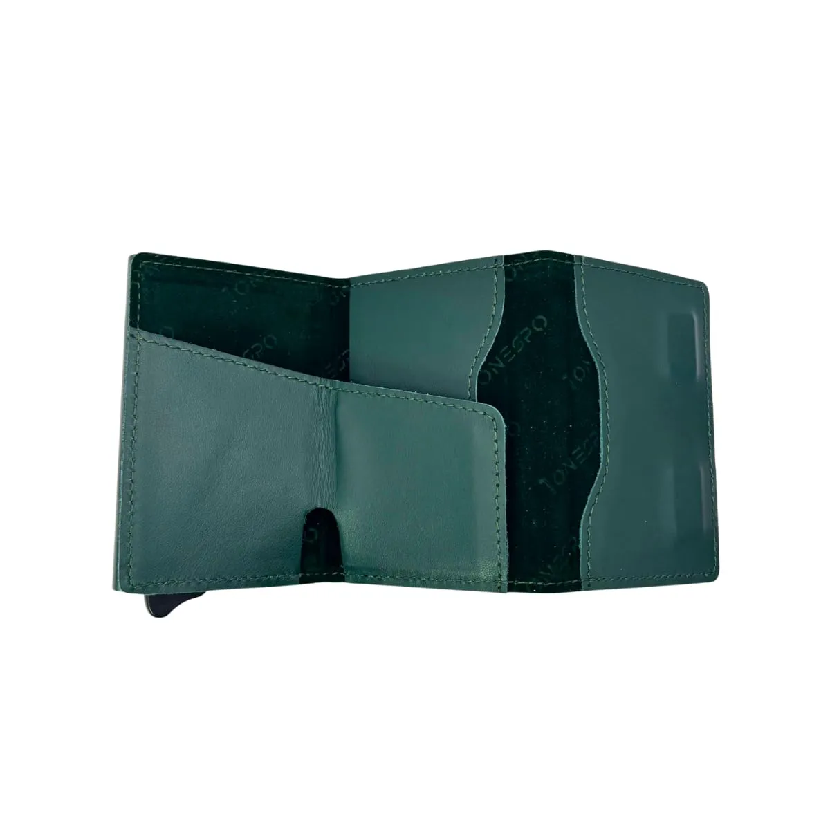 1ONESPO Magnetic Pro Portafoglio Uomo in Vera Pelle Nappa Verde con Protezione RFID - immagine 2