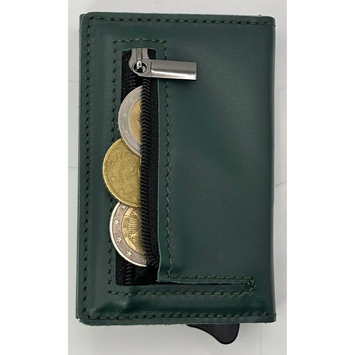 1ONESPO Magnetic Pro Portafoglio Uomo in Vera Pelle Nappa Verde con Protezione RFID - immagine 4