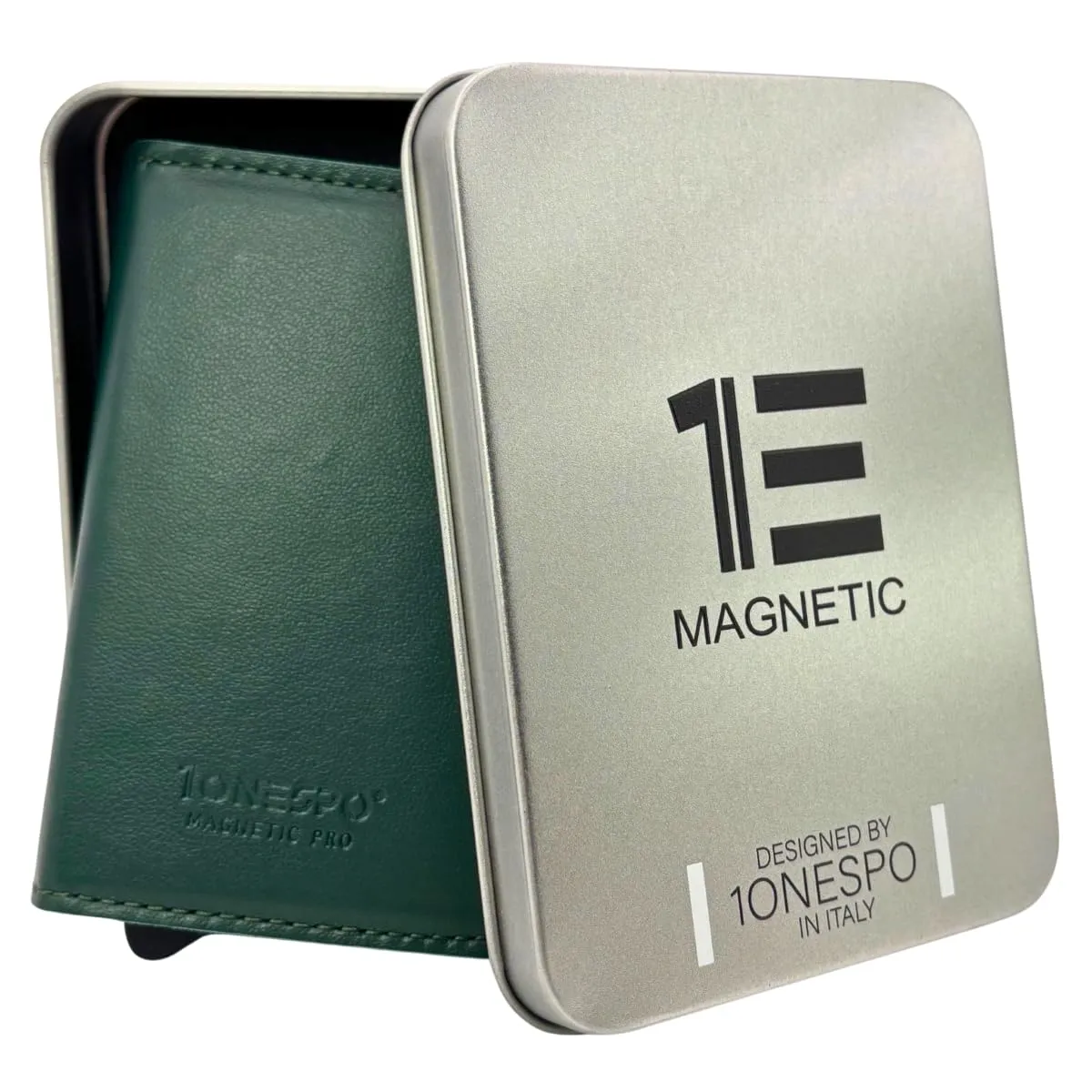 1ONESPO Magnetic Pro Portafoglio Uomo in Vera Pelle Nappa Verde con Protezione RFID - immagine 5