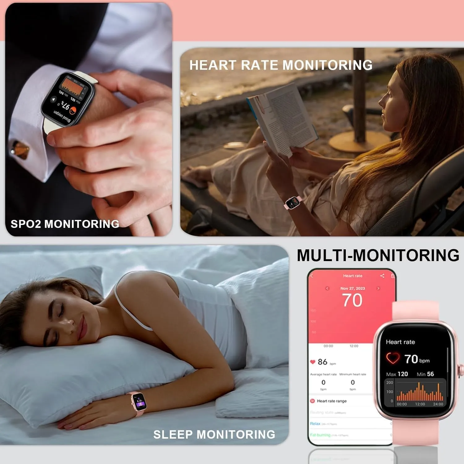 Matast Smartwatch da donna 1,91" HD Chiamate Bluetooth SpO2 IP68 Sonno - immagine 4